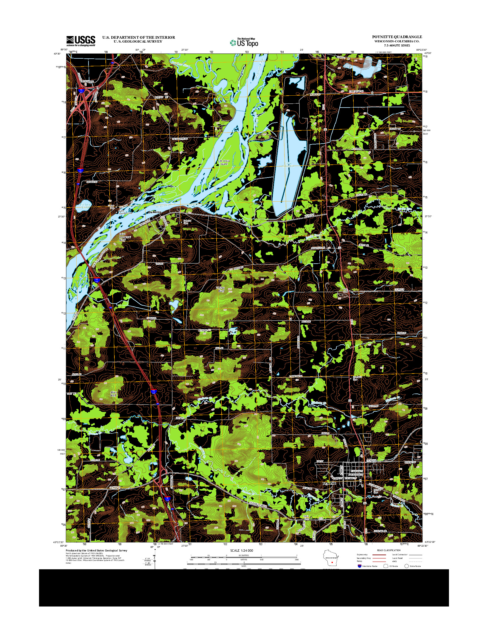 USGS US TOPO 7.5-MINUTE MAP FOR POYNETTE, WI 2013