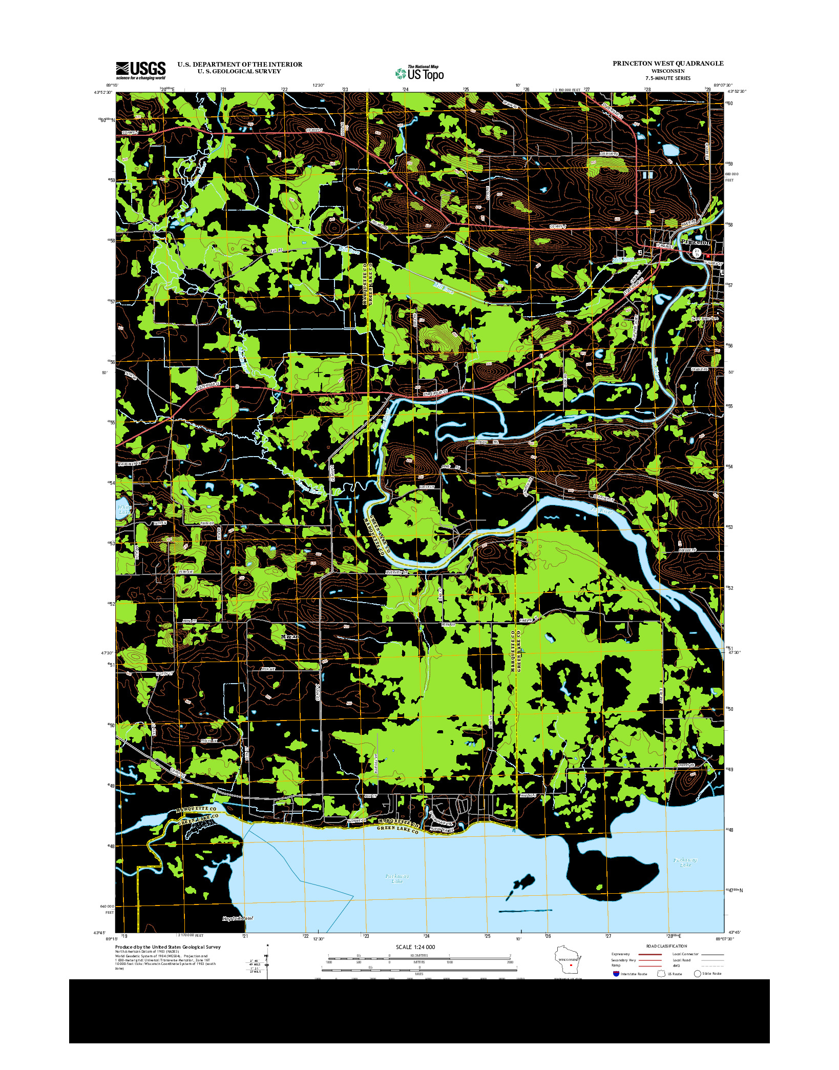 USGS US TOPO 7.5-MINUTE MAP FOR PRINCETON WEST, WI 2013