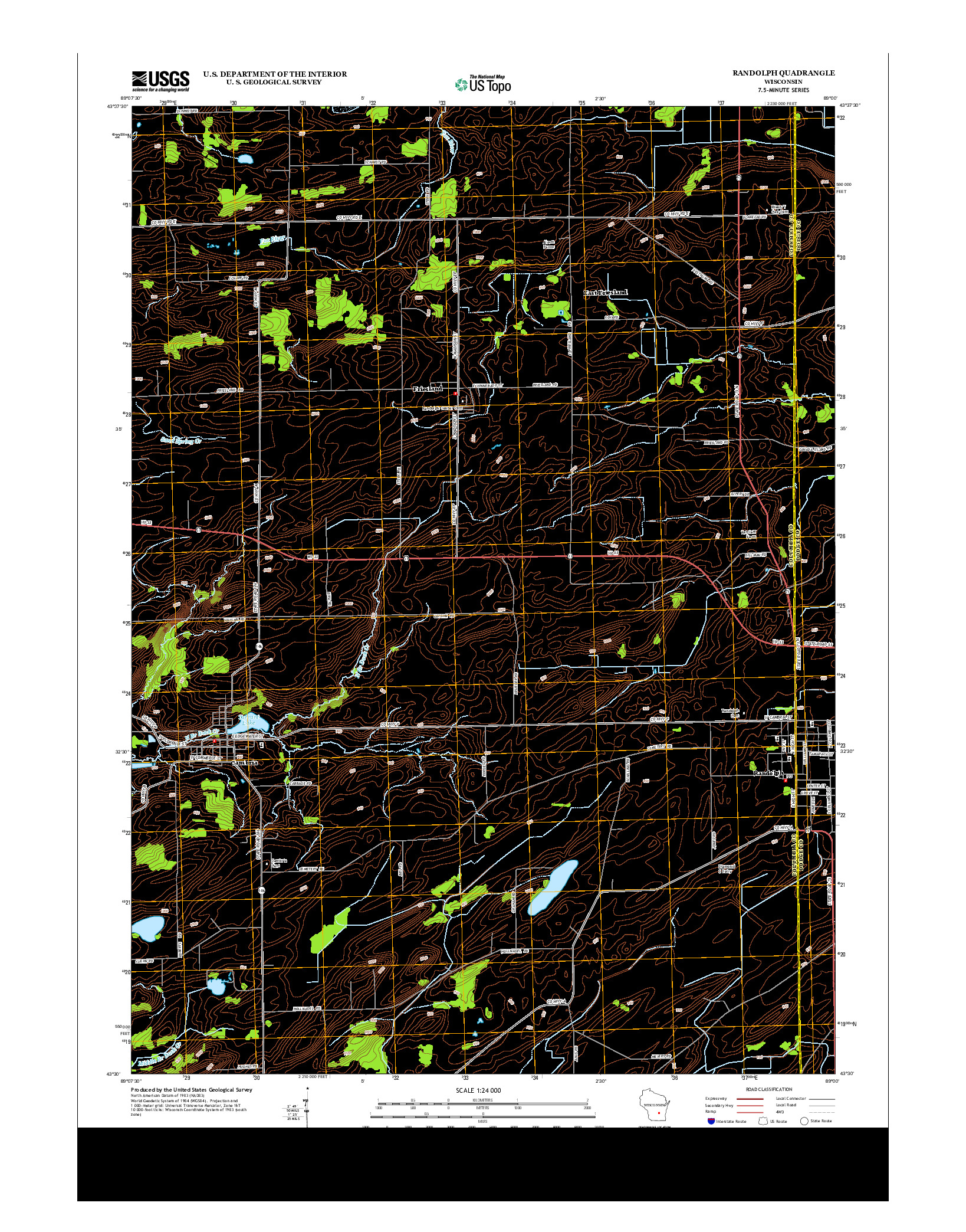 USGS US TOPO 7.5-MINUTE MAP FOR RANDOLPH, WI 2013