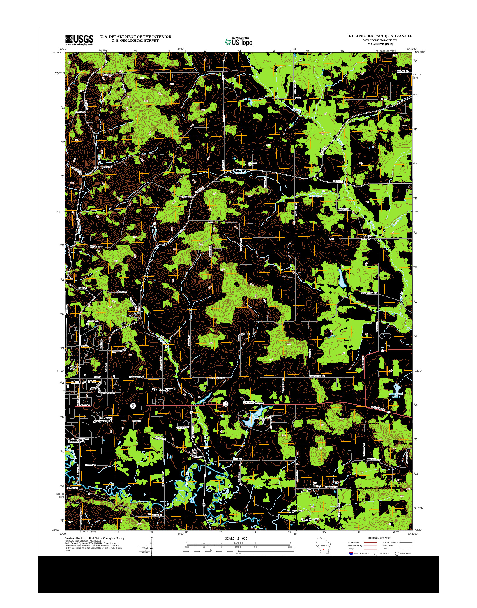USGS US TOPO 7.5-MINUTE MAP FOR REEDSBURG EAST, WI 2013