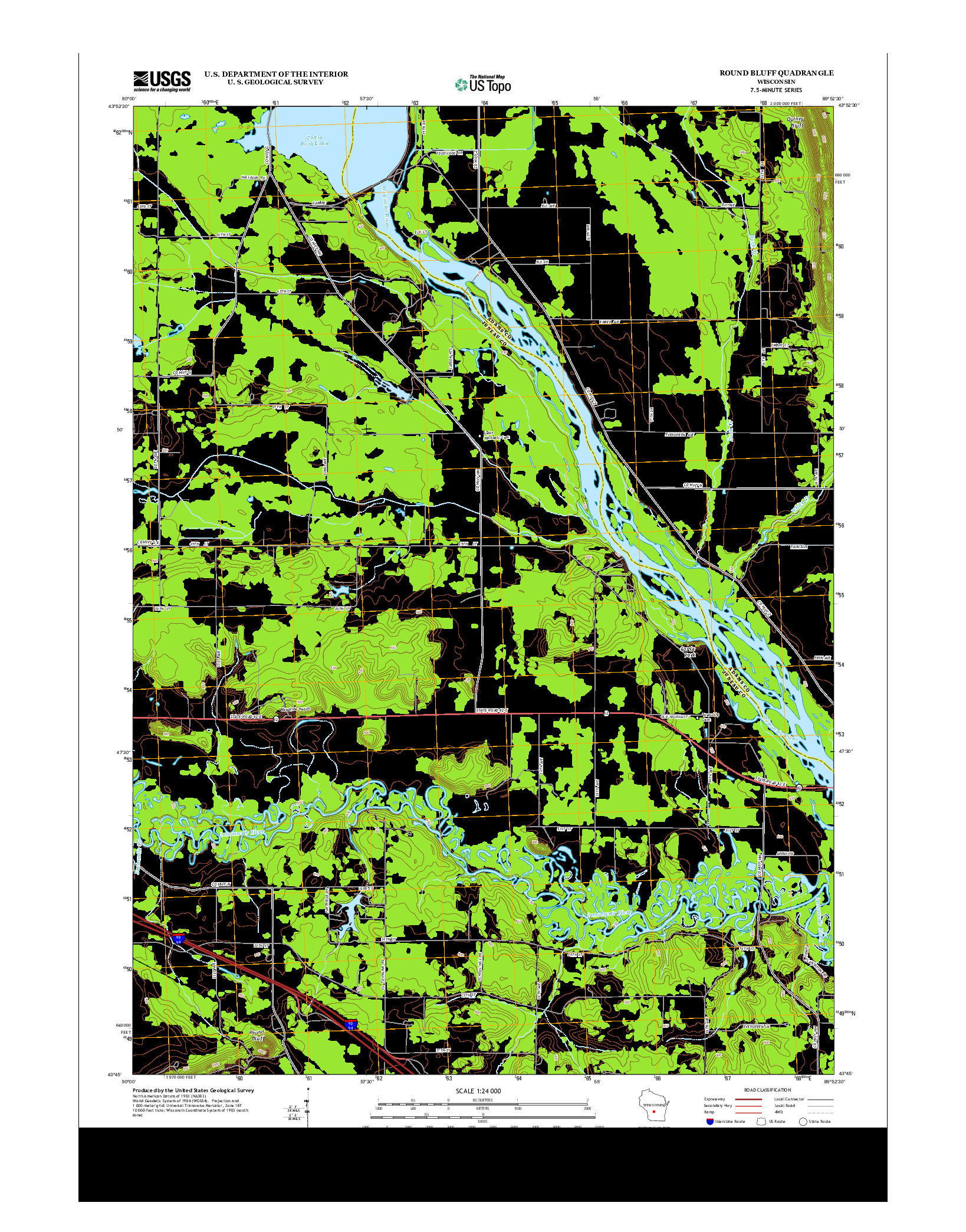 USGS US TOPO 7.5-MINUTE MAP FOR ROUND BLUFF, WI 2013