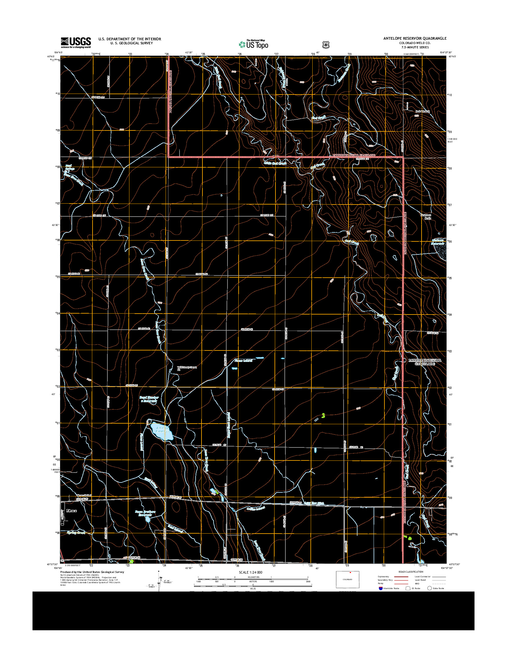 USGS US TOPO 7.5-MINUTE MAP FOR ANTELOPE RESERVOIR, CO 2013