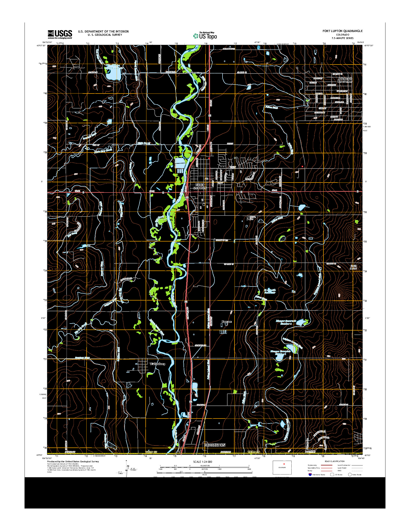 USGS US TOPO 7.5-MINUTE MAP FOR FORT LUPTON, CO 2013