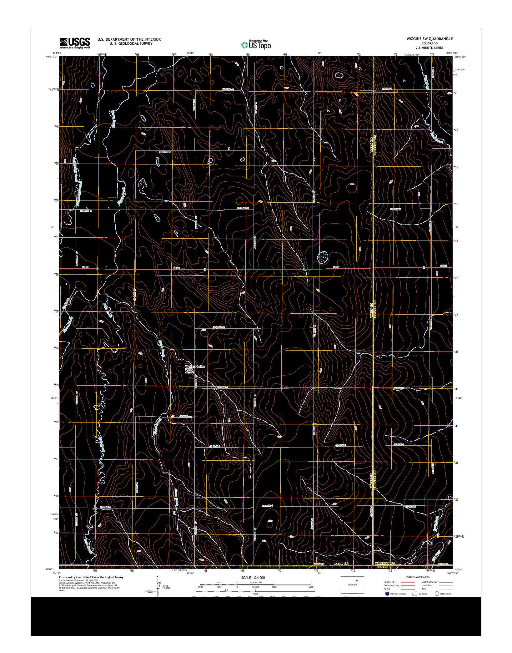 USGS US TOPO 7.5-MINUTE MAP FOR WIGGINS SW, CO 2013