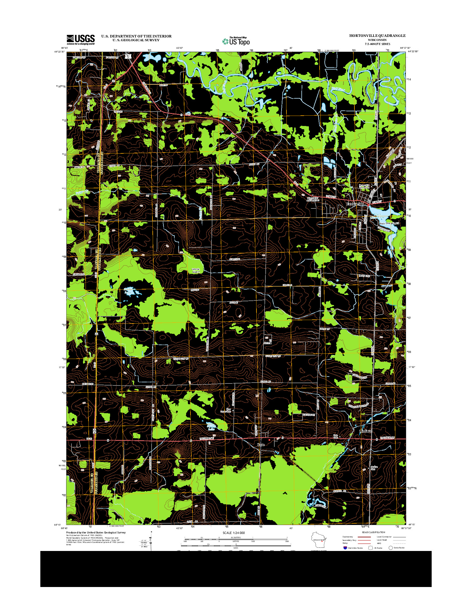 USGS US TOPO 7.5-MINUTE MAP FOR HORTONVILLE, WI 2013