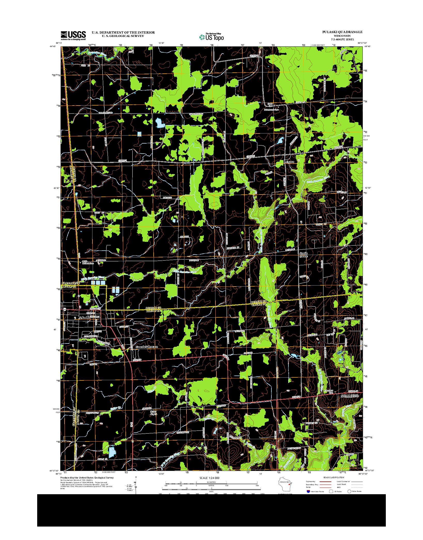 USGS US TOPO 7.5-MINUTE MAP FOR PULASKI, WI 2013