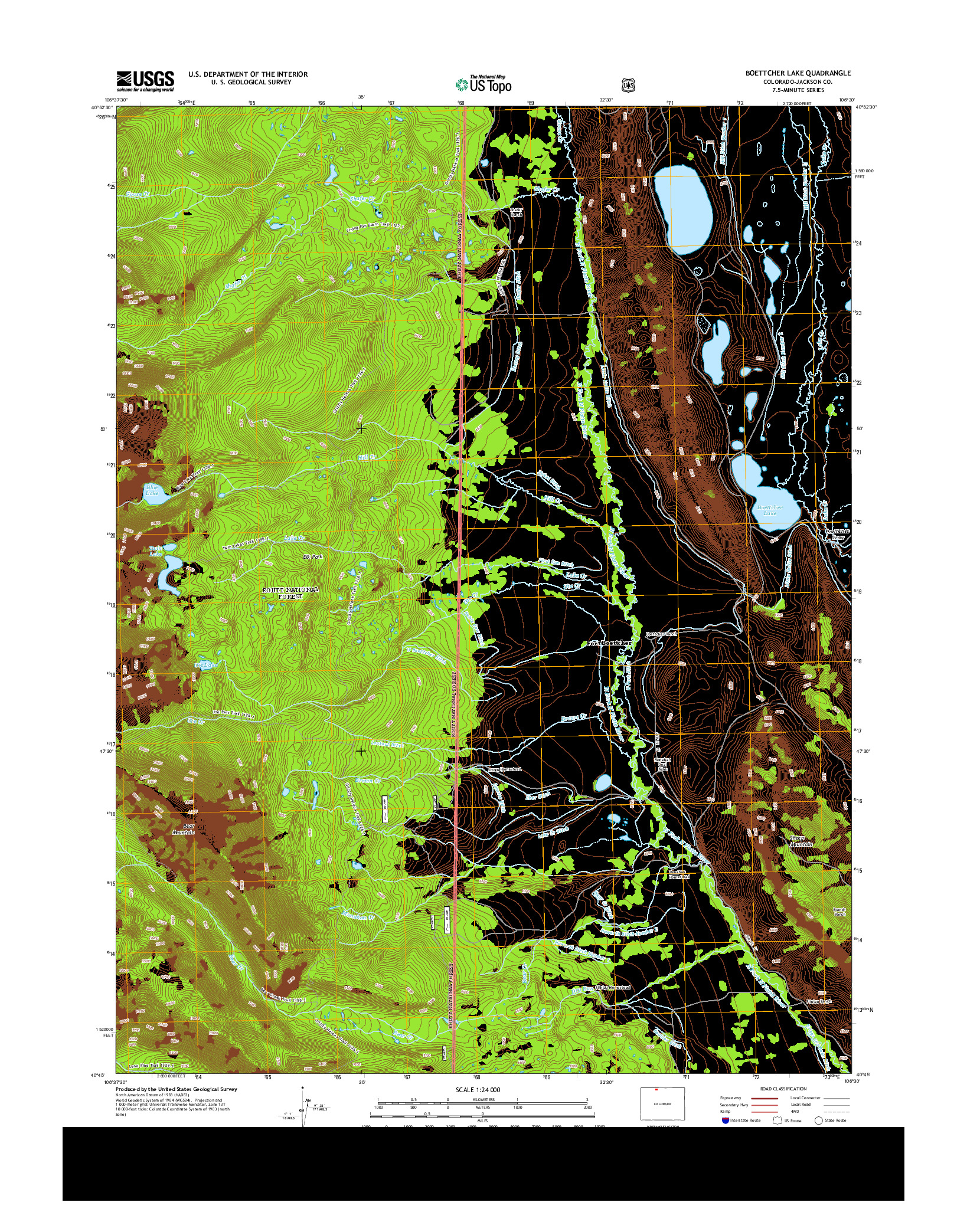 USGS US TOPO 7.5-MINUTE MAP FOR BOETTCHER LAKE, CO 2013