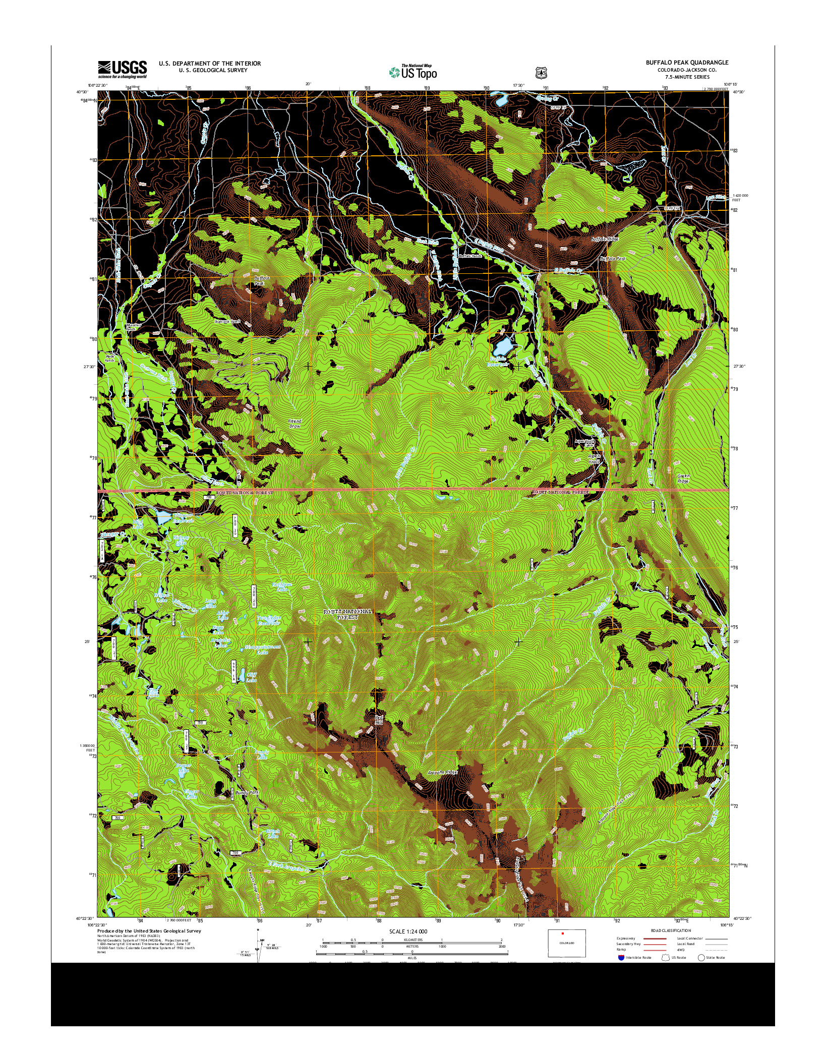 USGS US TOPO 7.5-MINUTE MAP FOR BUFFALO PEAK, CO 2013