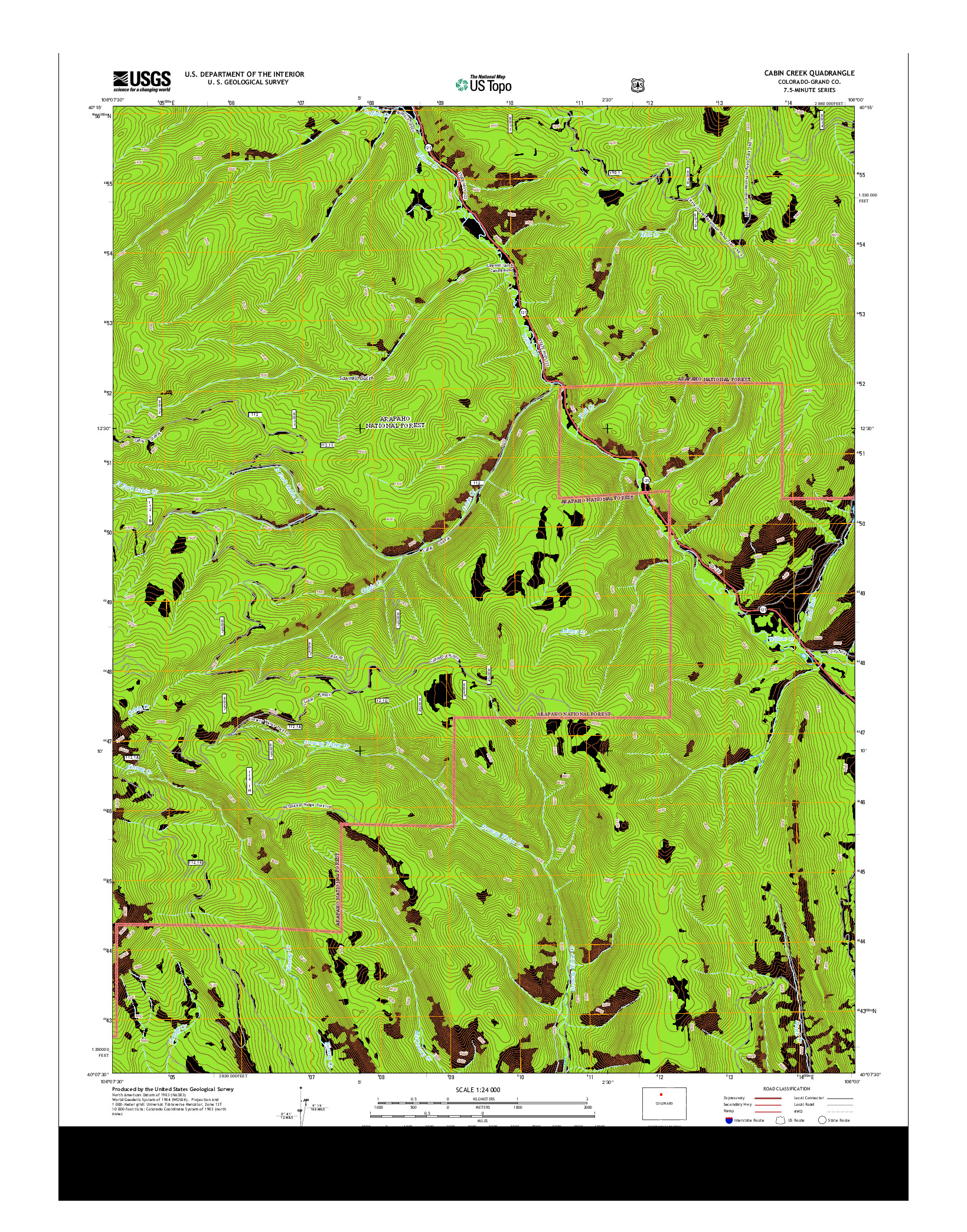 USGS US TOPO 7.5-MINUTE MAP FOR CABIN CREEK, CO 2013