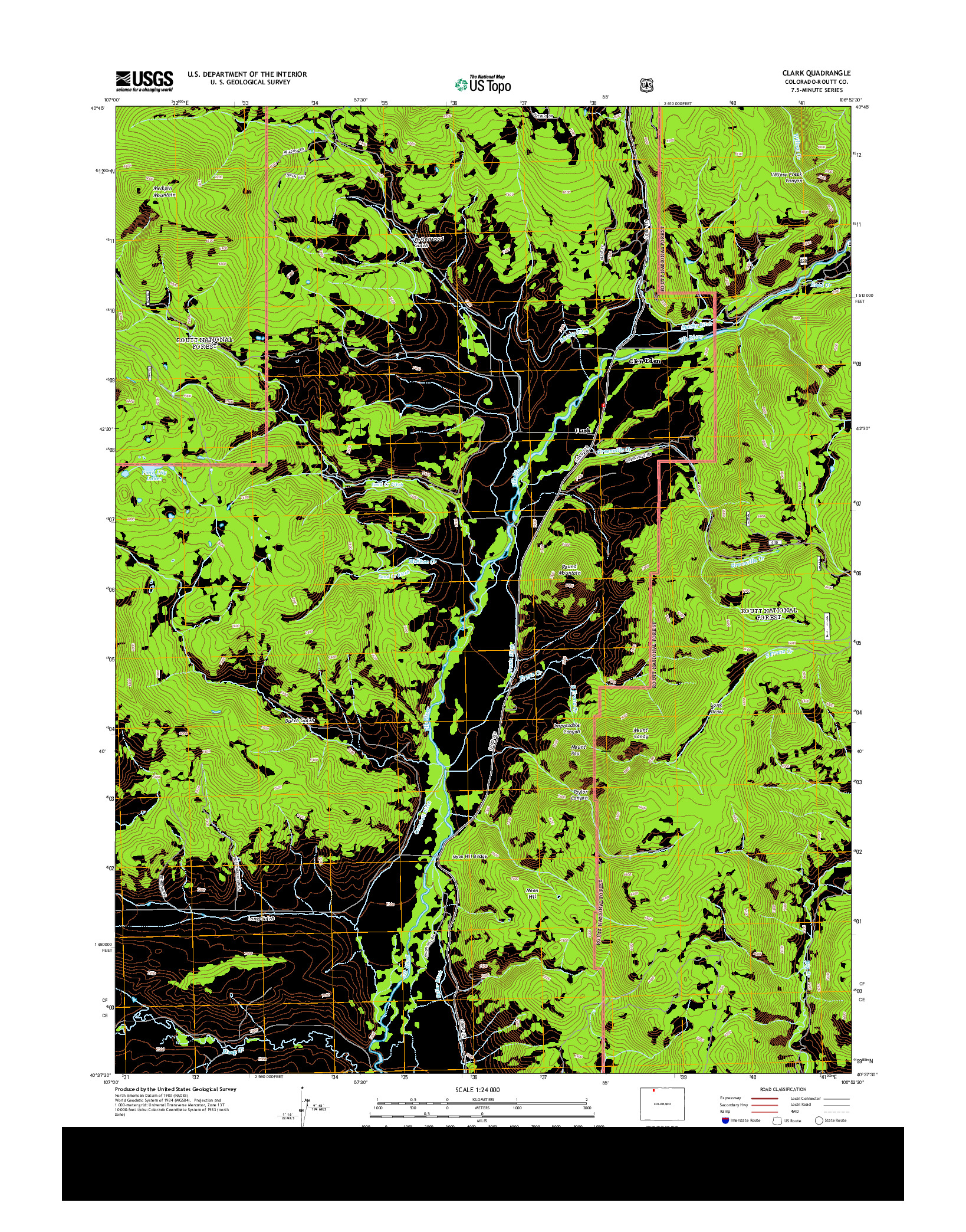 USGS US TOPO 7.5-MINUTE MAP FOR CLARK, CO 2013