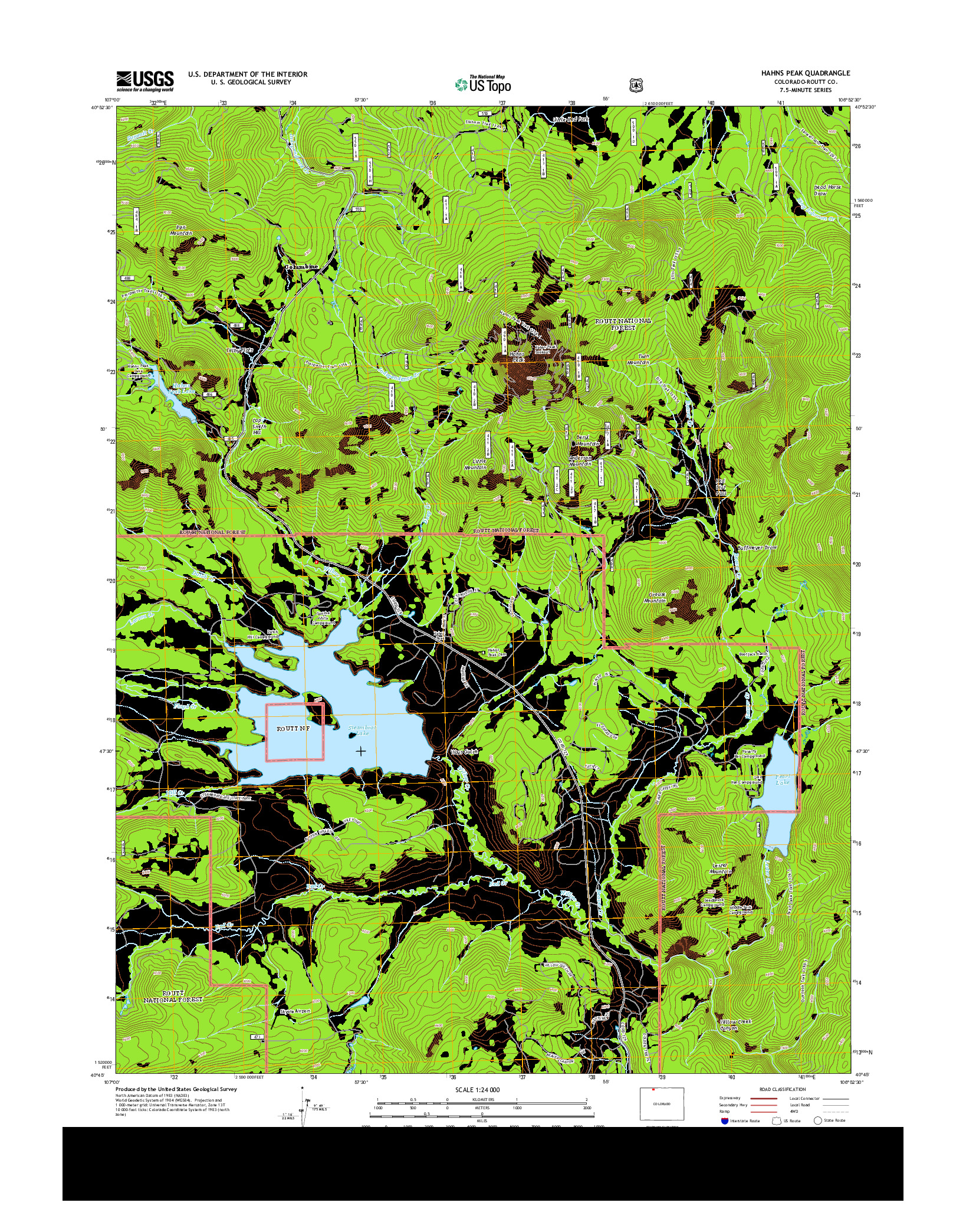 USGS US TOPO 7.5-MINUTE MAP FOR HAHNS PEAK, CO 2013