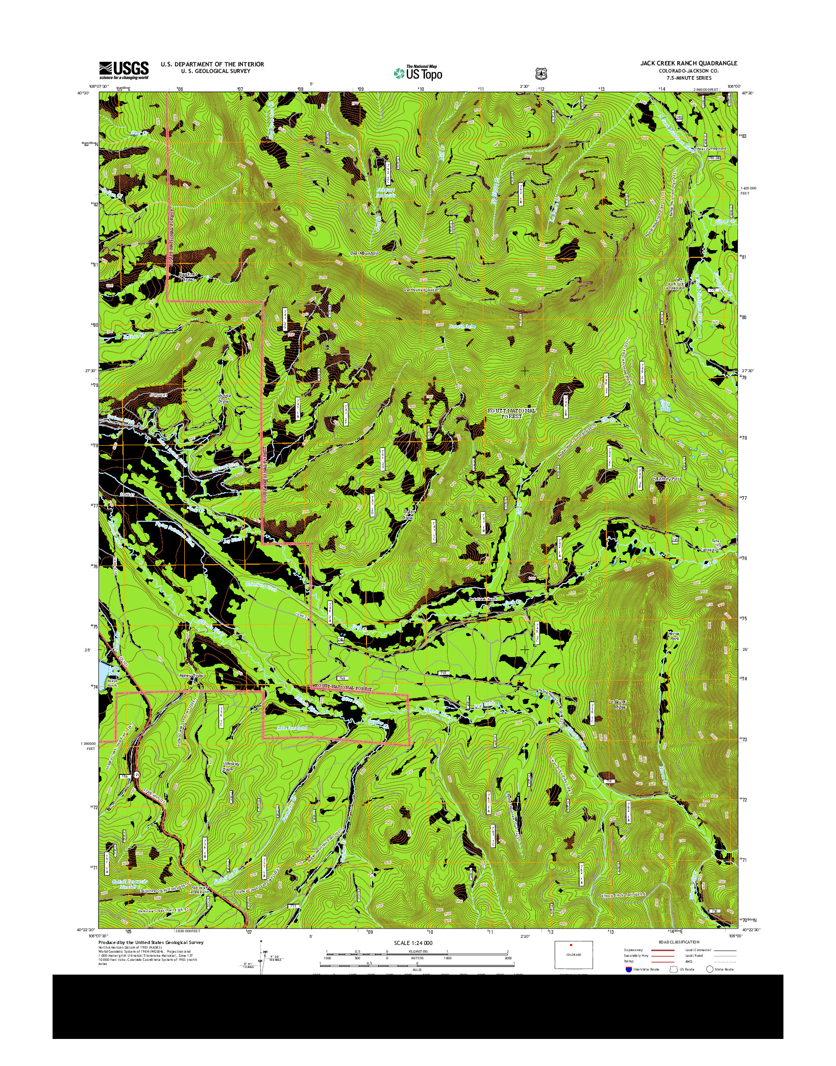 USGS US TOPO 7.5-MINUTE MAP FOR JACK CREEK RANCH, CO 2013