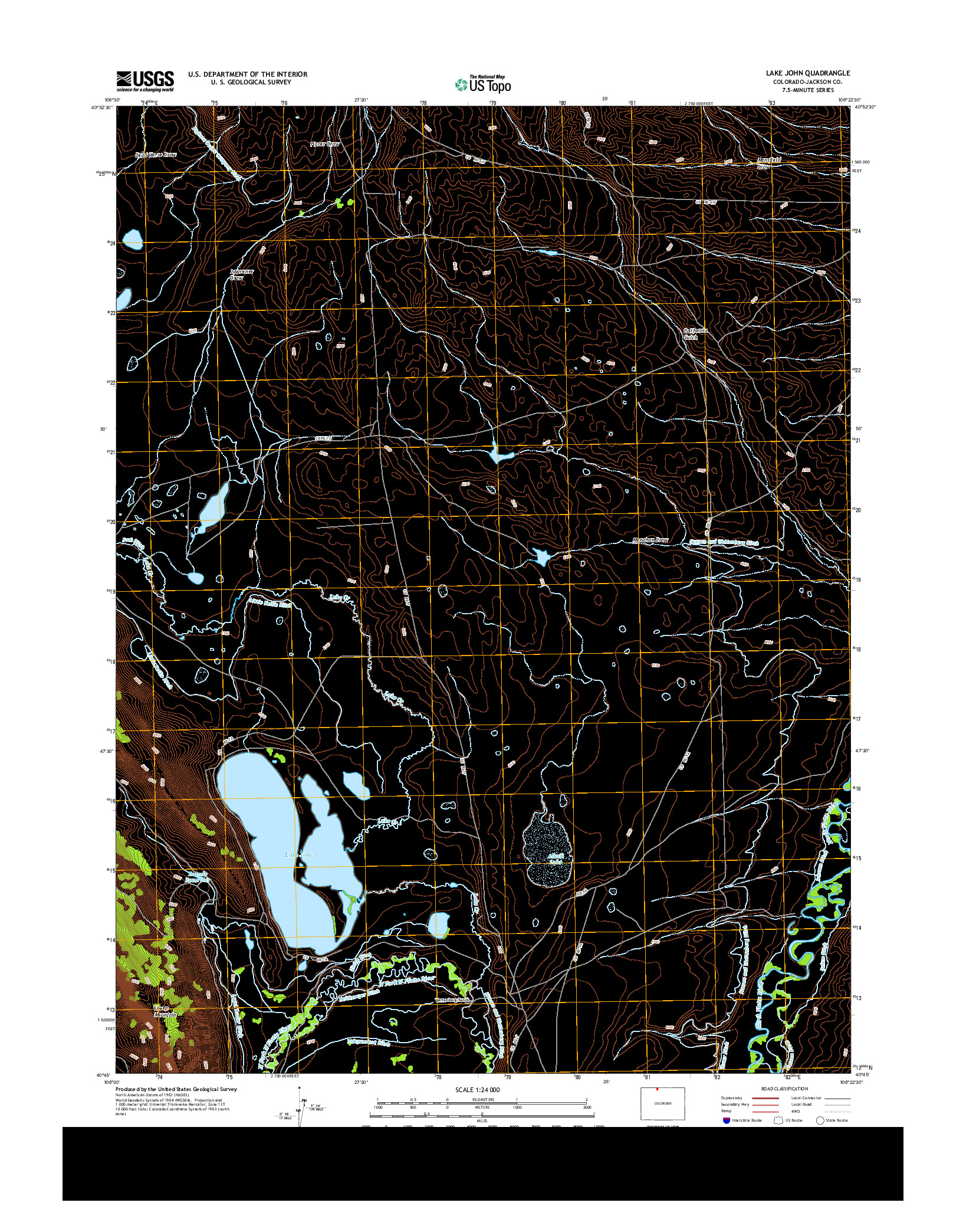 USGS US TOPO 7.5-MINUTE MAP FOR LAKE JOHN, CO 2013