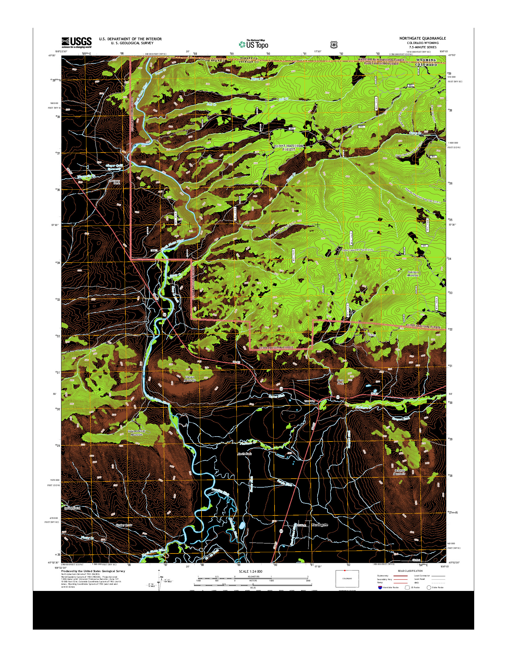 USGS US TOPO 7.5-MINUTE MAP FOR NORTHGATE, CO-WY 2013