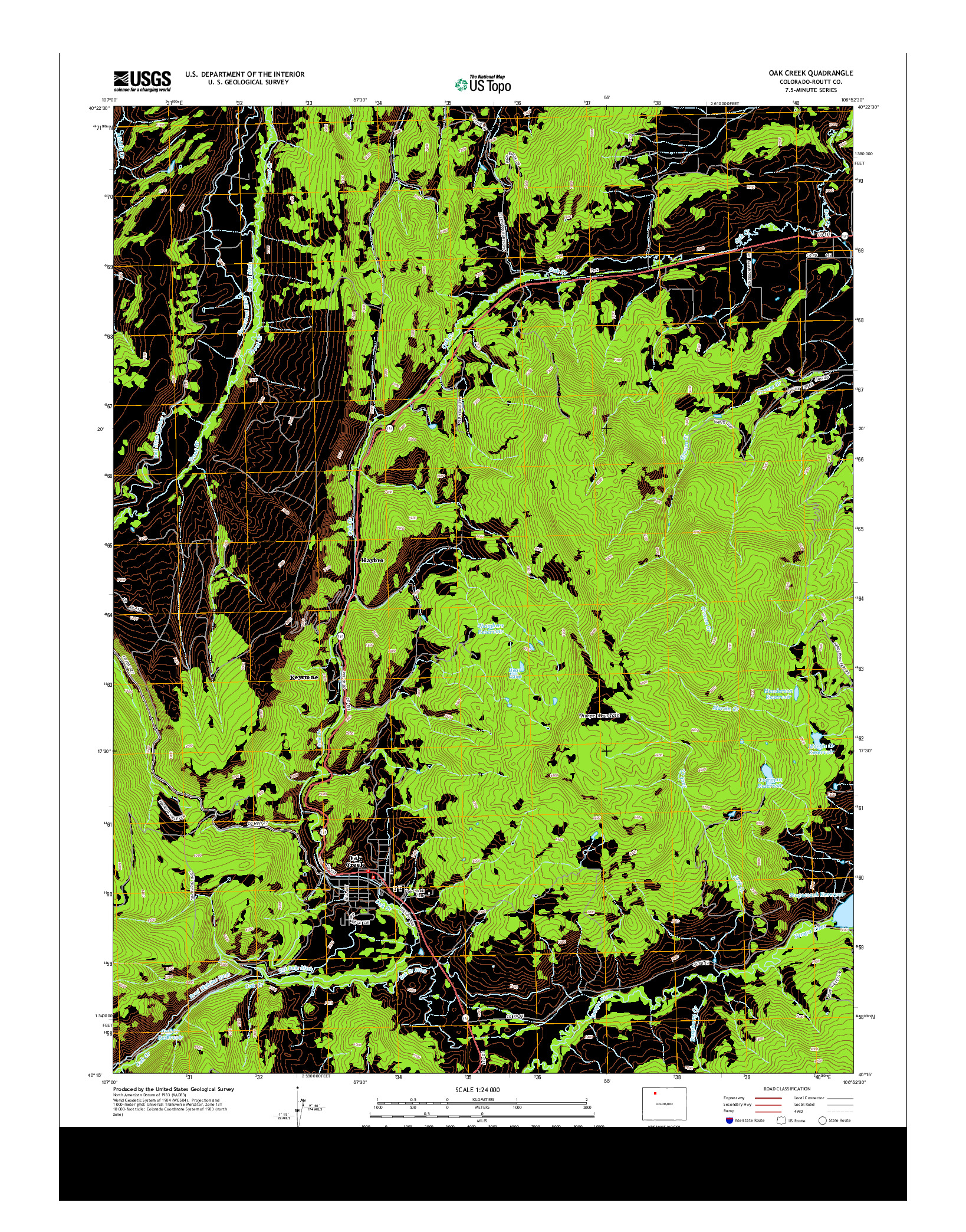 USGS US TOPO 7.5-MINUTE MAP FOR OAK CREEK, CO 2013