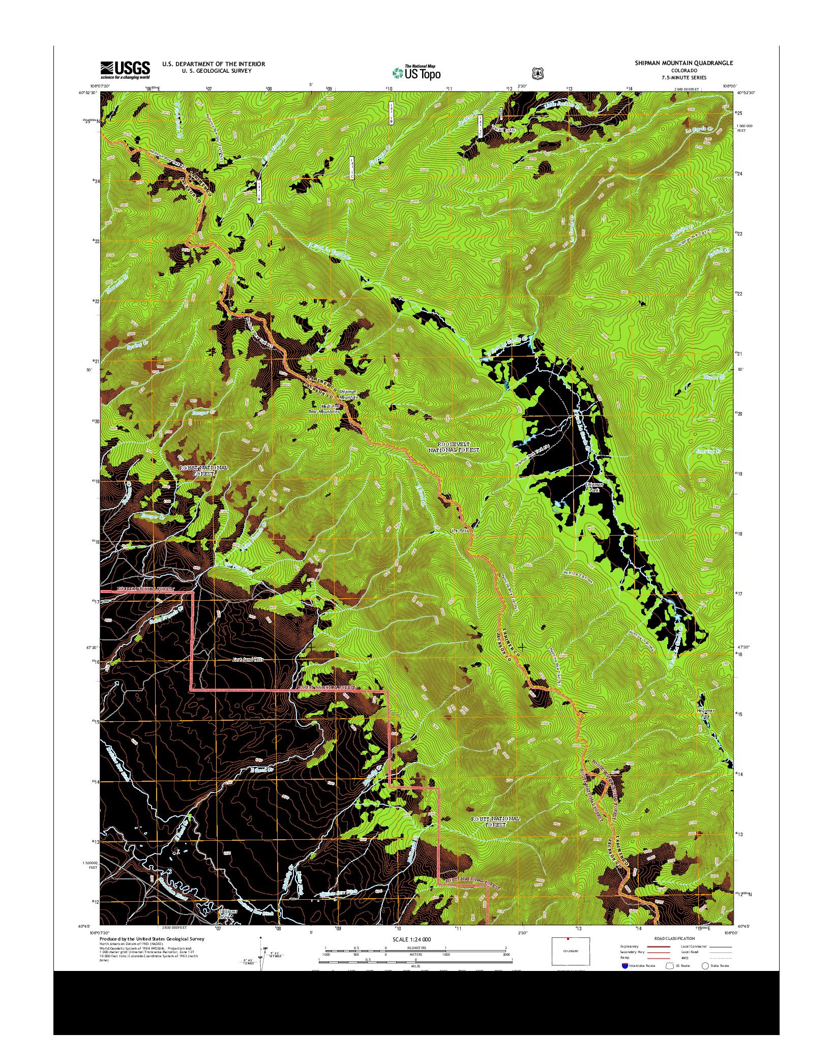 USGS US TOPO 7.5-MINUTE MAP FOR SHIPMAN MOUNTAIN, CO 2013