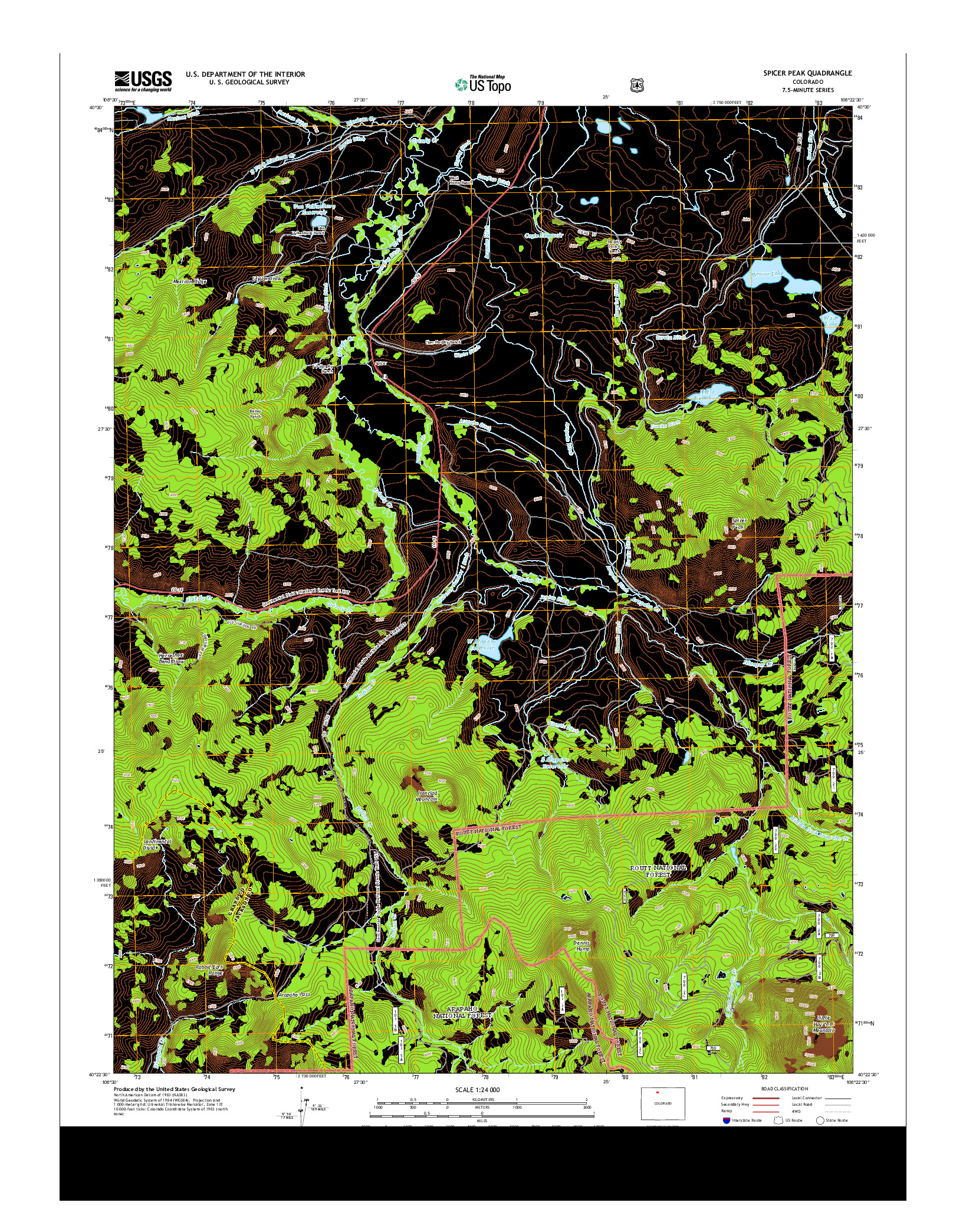 USGS US TOPO 7.5-MINUTE MAP FOR SPICER PEAK, CO 2013