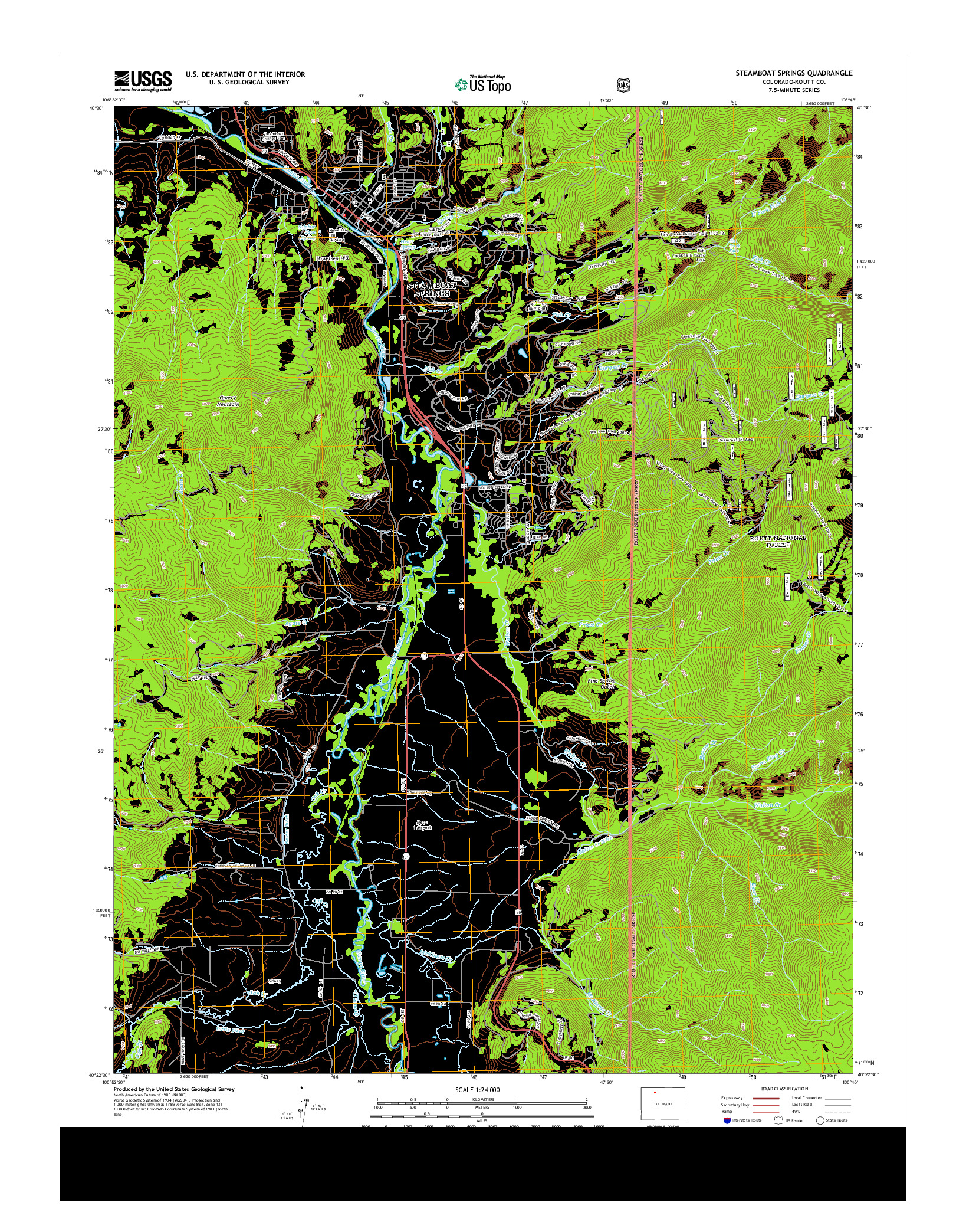 USGS US TOPO 7.5-MINUTE MAP FOR STEAMBOAT SPRINGS, CO 2013