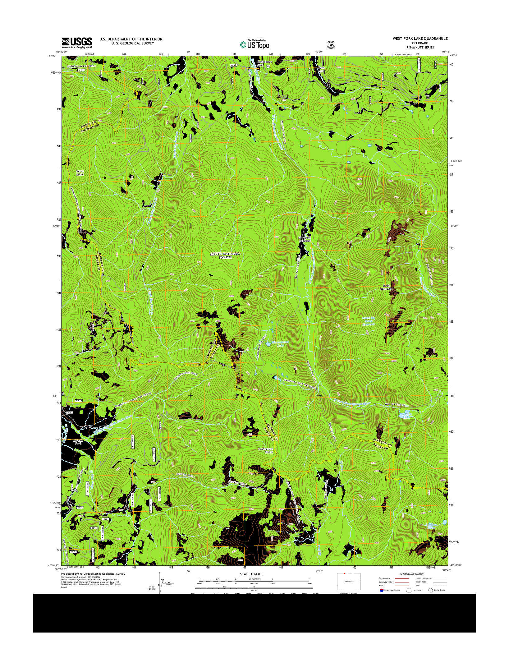 USGS US TOPO 7.5-MINUTE MAP FOR WEST FORK LAKE, CO 2013