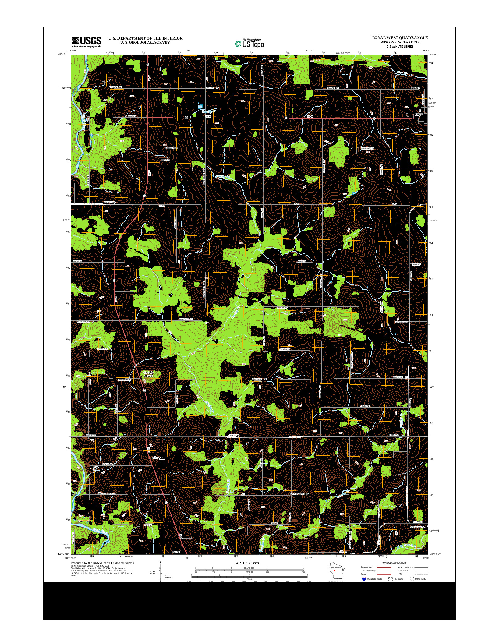 USGS US TOPO 7.5-MINUTE MAP FOR LOYAL WEST, WI 2013