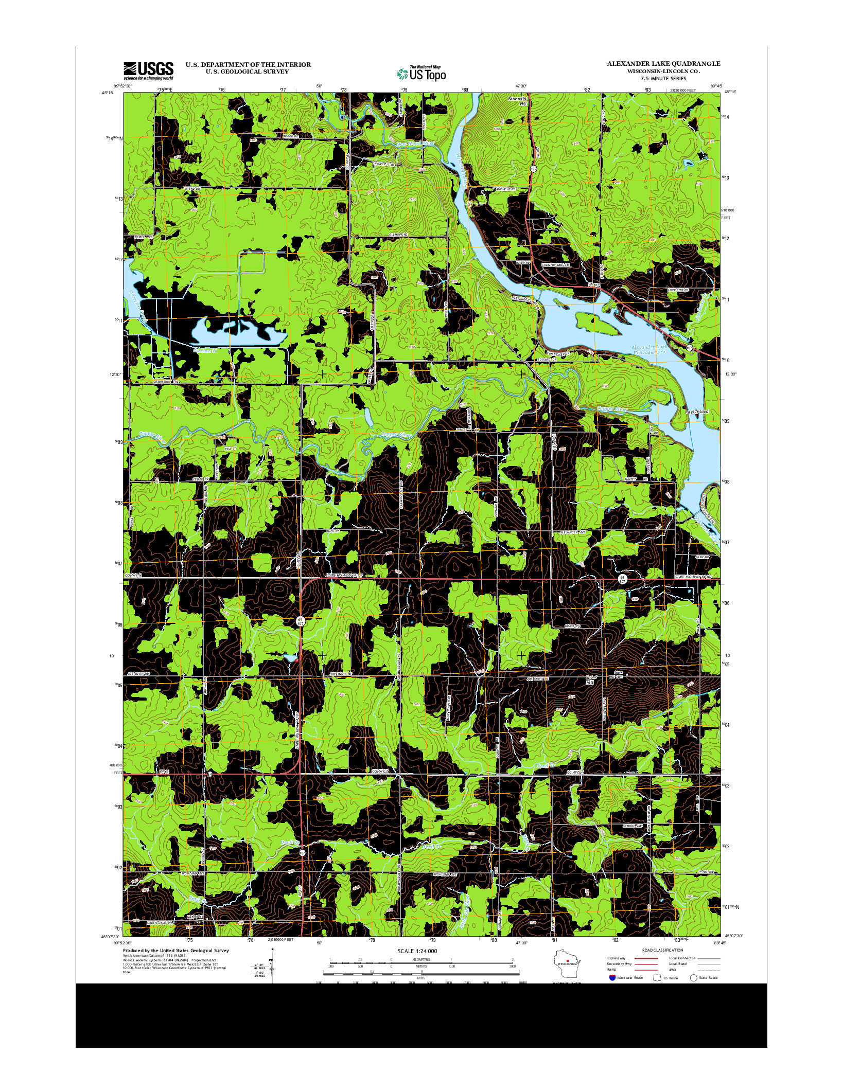 USGS US TOPO 7.5-MINUTE MAP FOR ALEXANDER LAKE, WI 2013