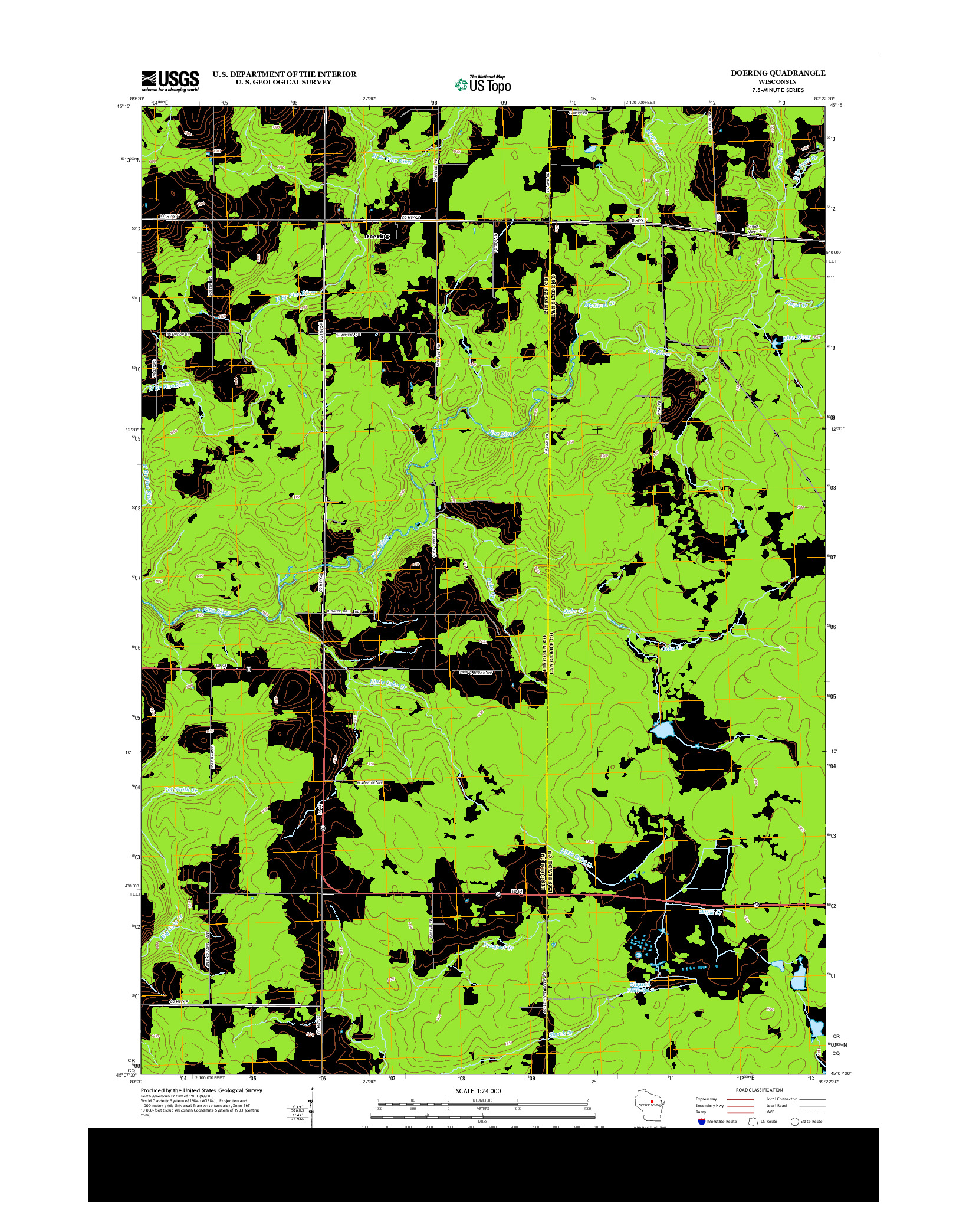 USGS US TOPO 7.5-MINUTE MAP FOR DOERING, WI 2013