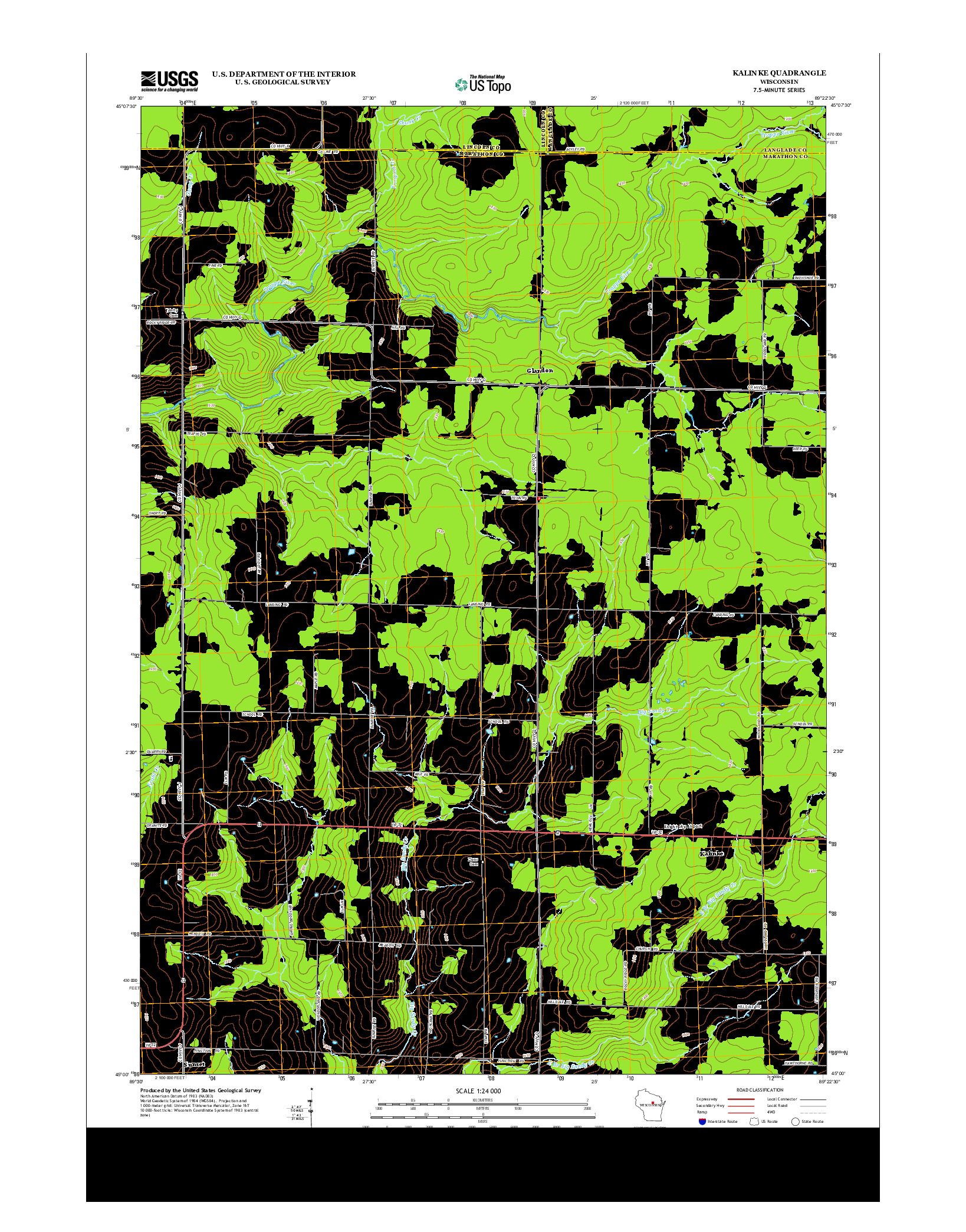 USGS US TOPO 7.5-MINUTE MAP FOR KALINKE, WI 2013