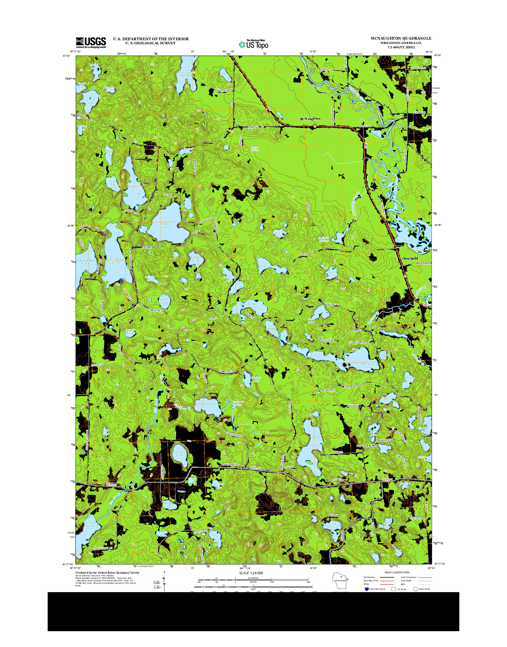 USGS US TOPO 7.5-MINUTE MAP FOR MCNAUGHTON, WI 2013