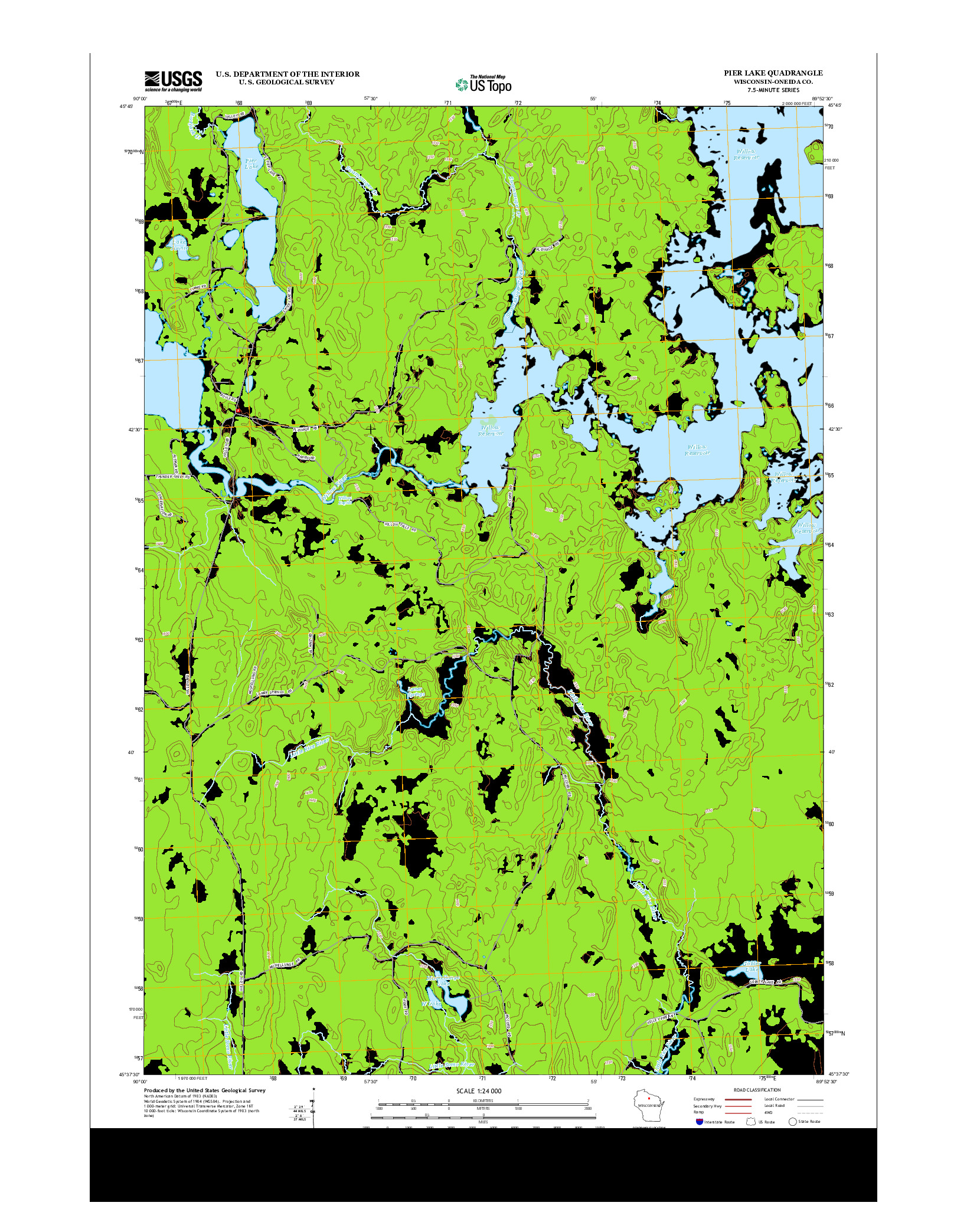 USGS US TOPO 7.5-MINUTE MAP FOR PIER LAKE, WI 2013