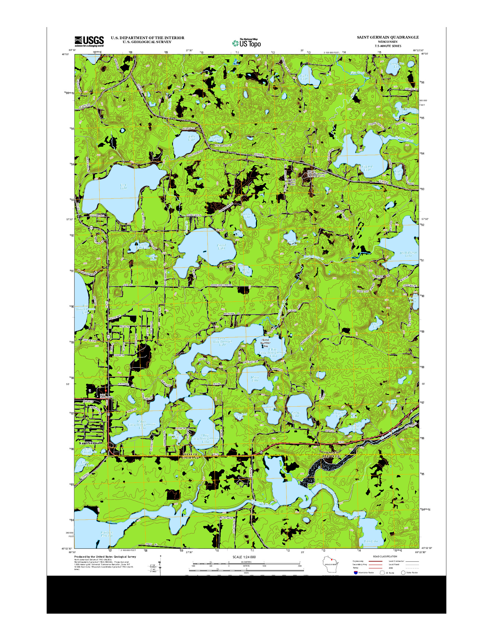 USGS US TOPO 7.5-MINUTE MAP FOR SAINT GERMAIN, WI 2013