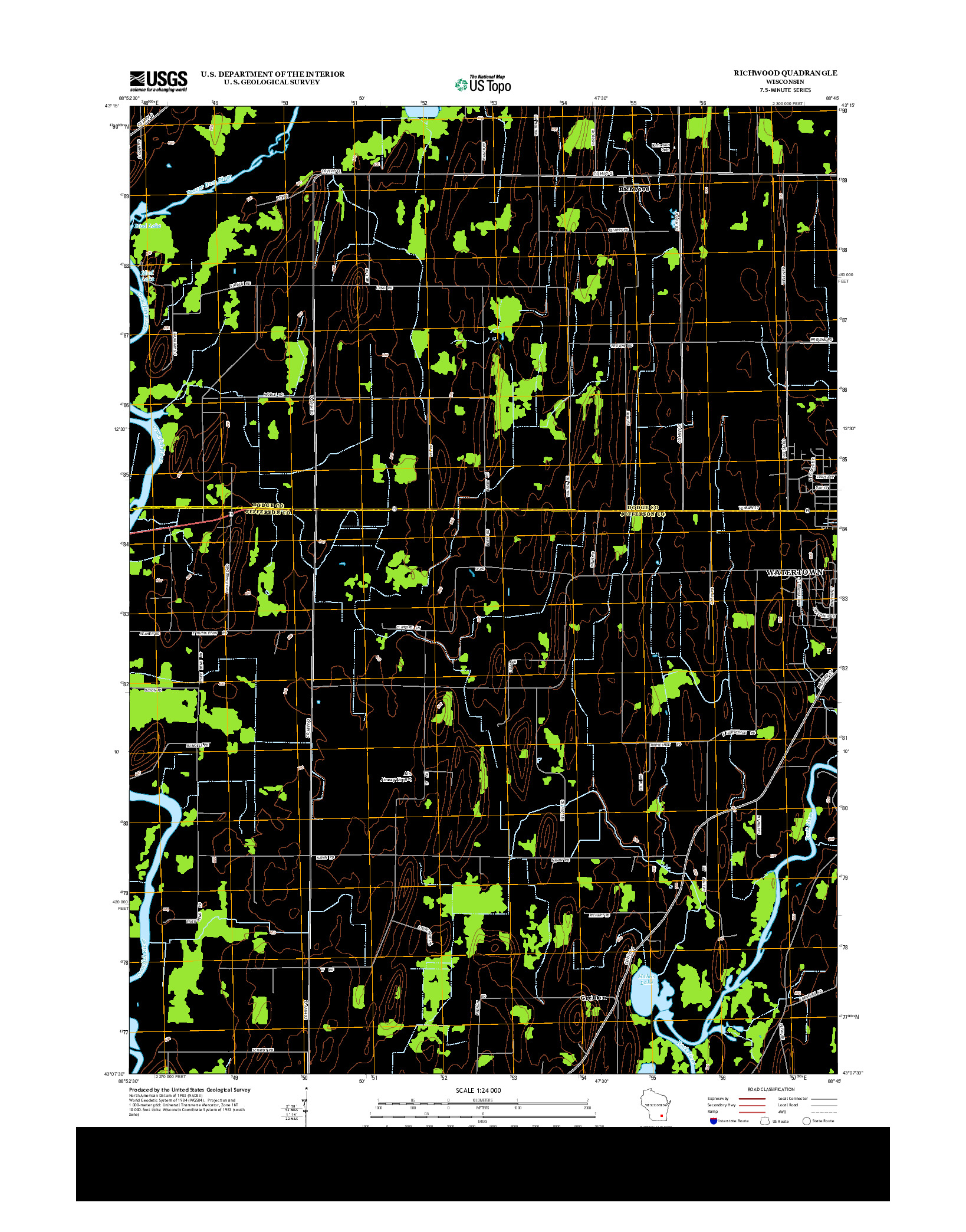 USGS US TOPO 7.5-MINUTE MAP FOR RICHWOOD, WI 2013