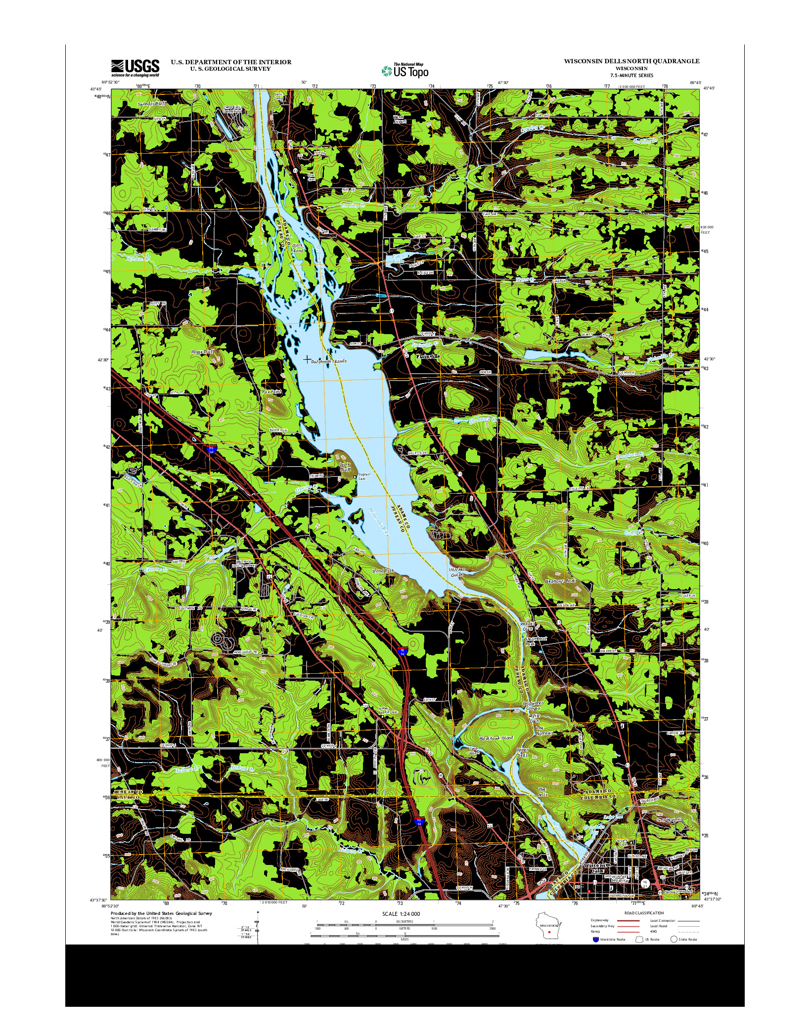 USGS US TOPO 7.5-MINUTE MAP FOR WISCONSIN DELLS NORTH, WI 2013