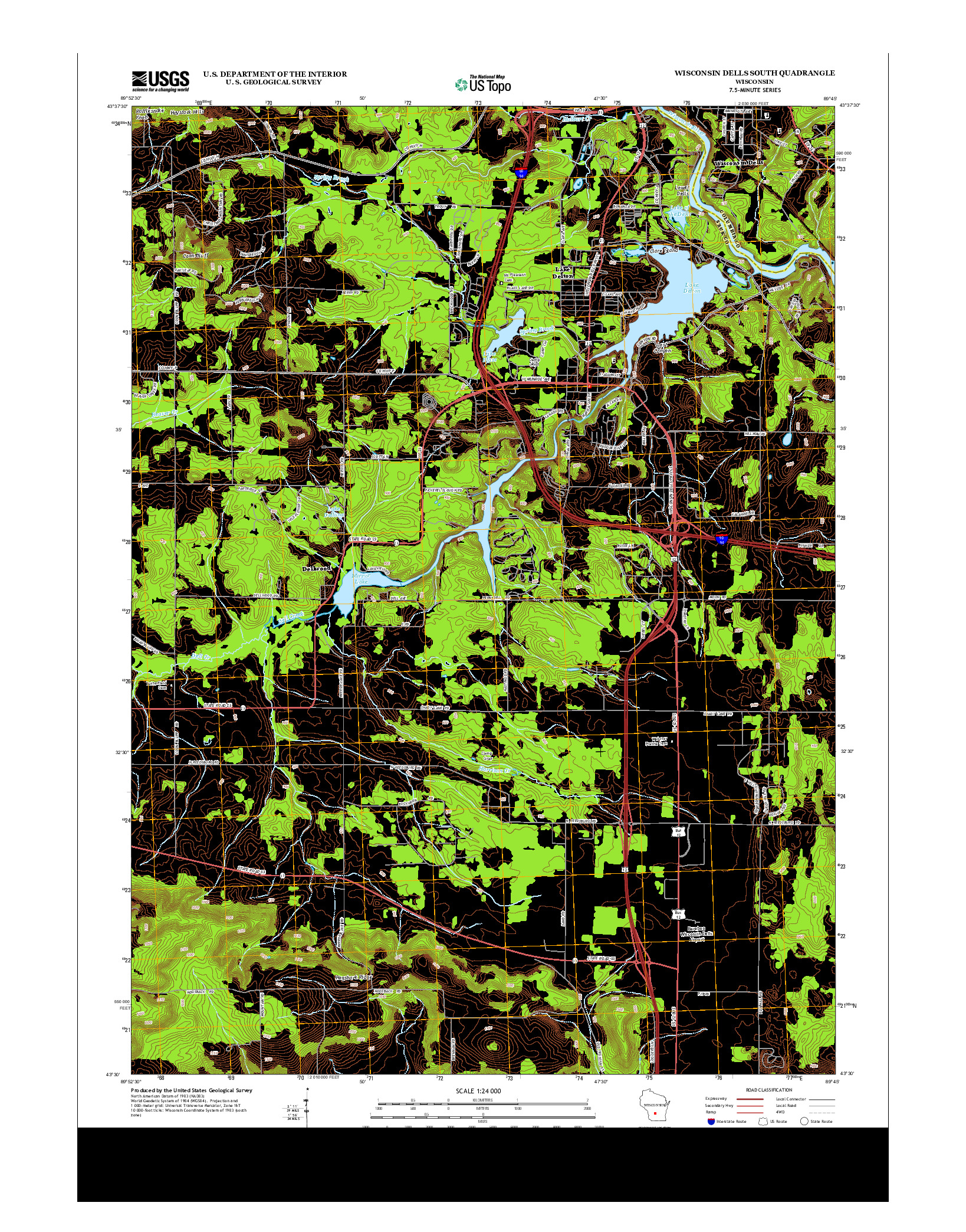 USGS US TOPO 7.5-MINUTE MAP FOR WISCONSIN DELLS SOUTH, WI 2013