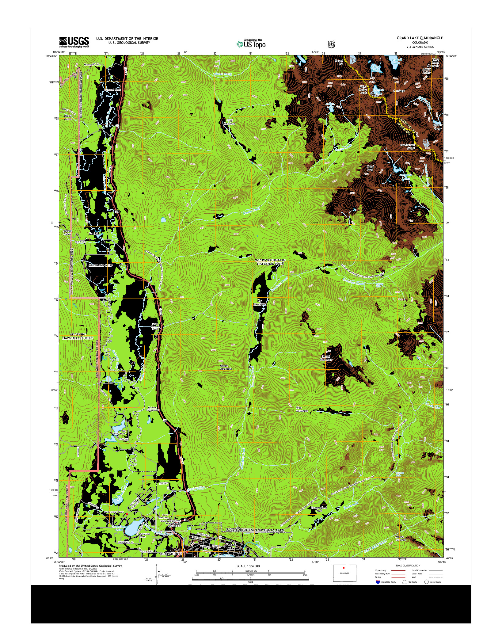 USGS US TOPO 7.5-MINUTE MAP FOR GRAND LAKE, CO 2013