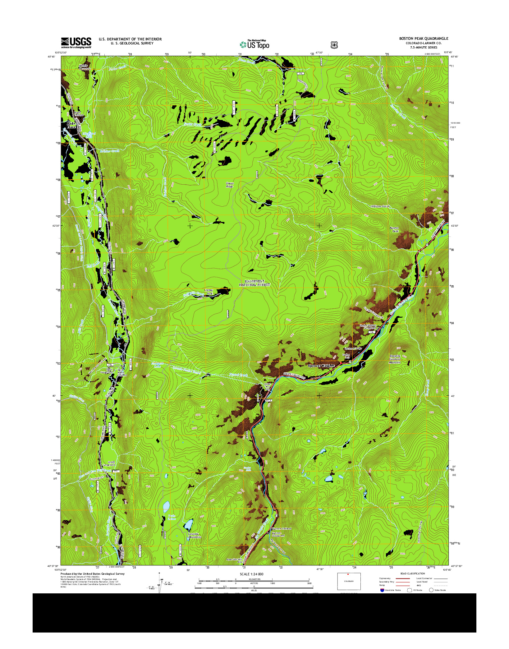 USGS US TOPO 7.5-MINUTE MAP FOR BOSTON PEAK, CO 2013