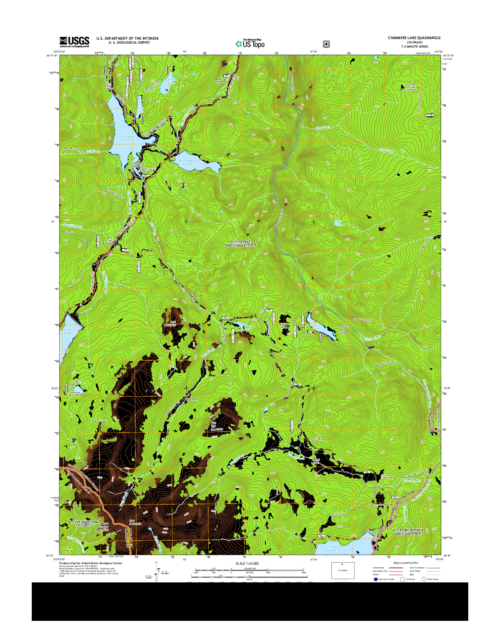 USGS US TOPO 7.5-MINUTE MAP FOR CHAMBERS LAKE, CO 2013