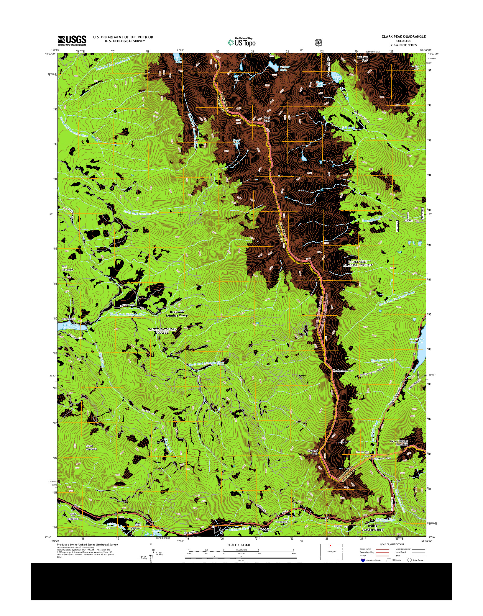 USGS US TOPO 7.5-MINUTE MAP FOR CLARK PEAK, CO 2013