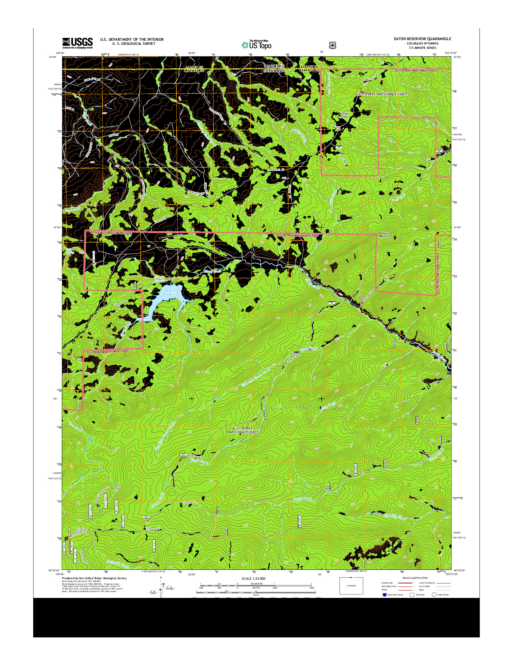 USGS US TOPO 7.5-MINUTE MAP FOR EATON RESERVOIR, CO-WY 2013