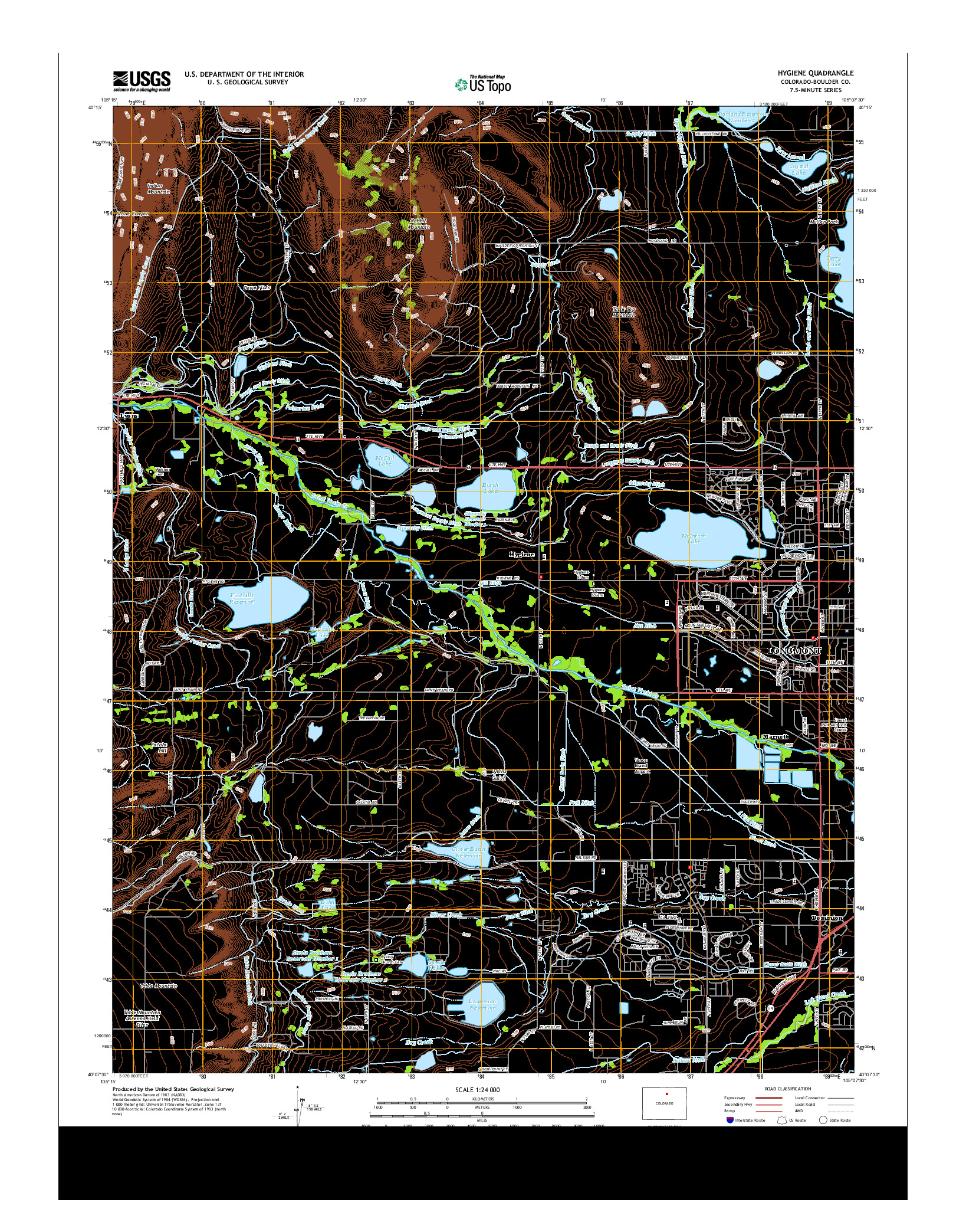 USGS US TOPO 7.5-MINUTE MAP FOR HYGIENE, CO 2013