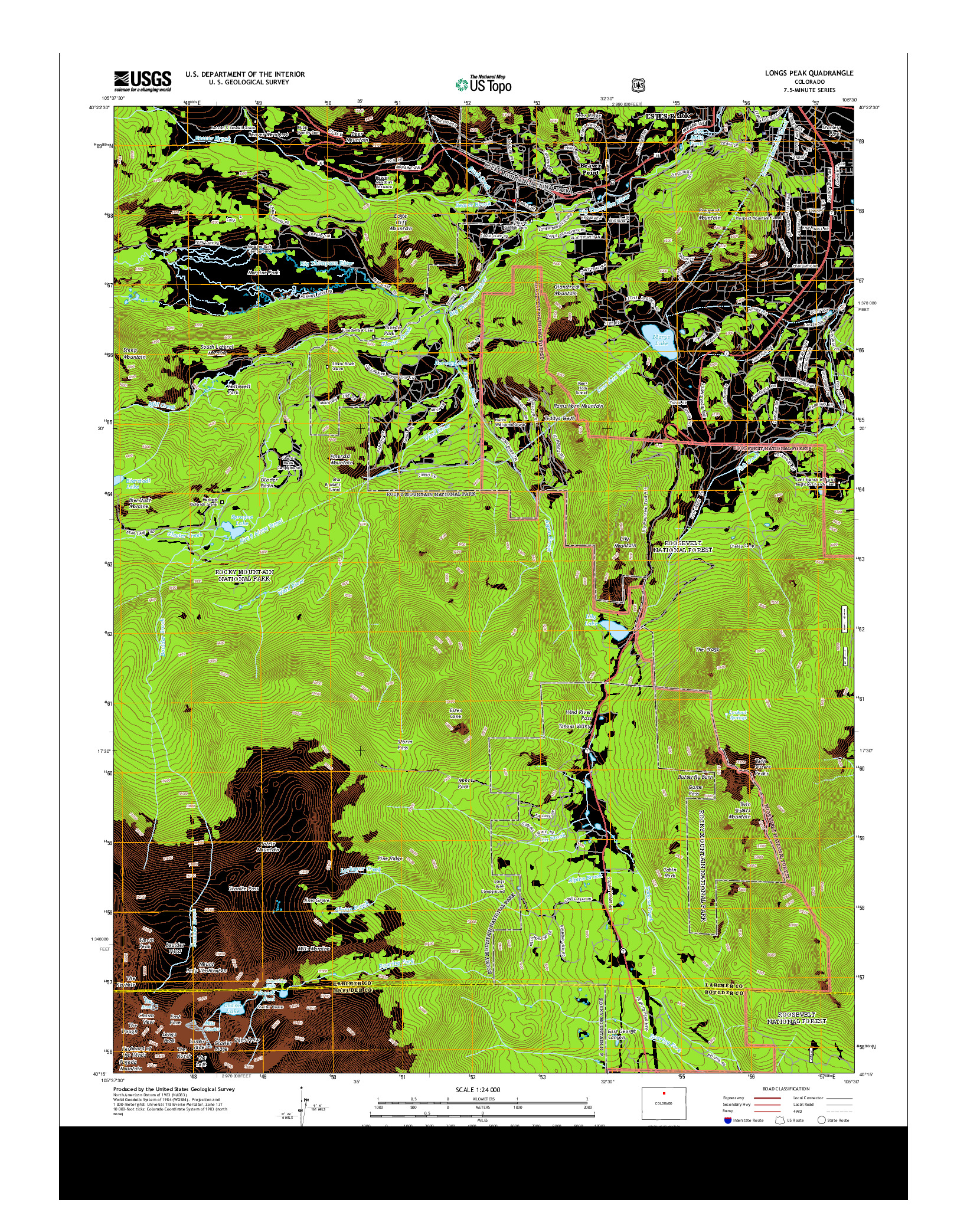 USGS US TOPO 7.5-MINUTE MAP FOR LONGS PEAK, CO 2013