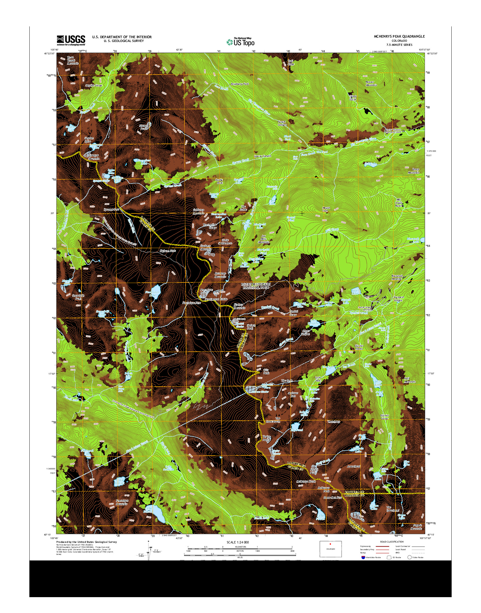 USGS US TOPO 7.5-MINUTE MAP FOR MCHENRYS PEAK, CO 2013