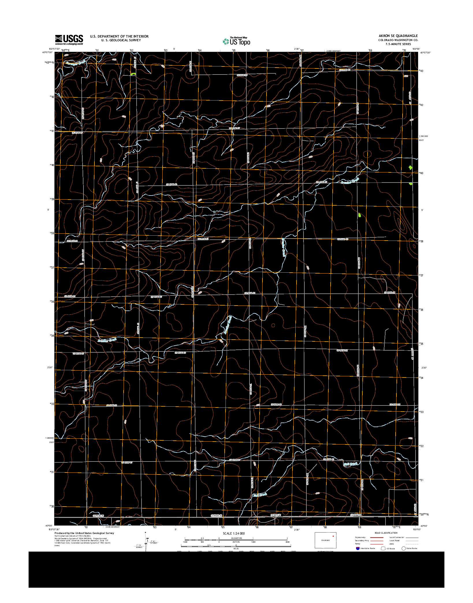 USGS US TOPO 7.5-MINUTE MAP FOR AKRON SE, CO 2013