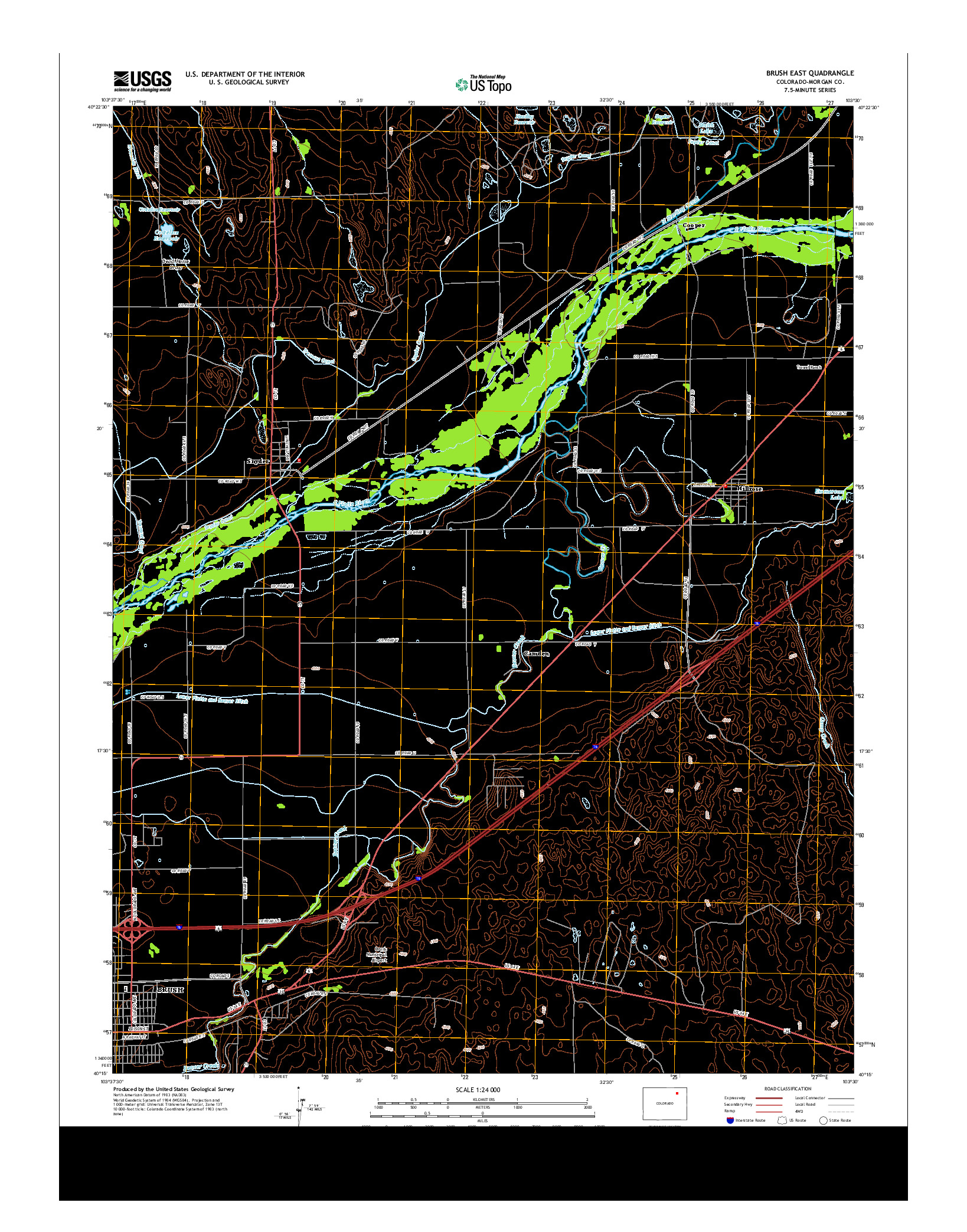 USGS US TOPO 7.5-MINUTE MAP FOR BRUSH EAST, CO 2013