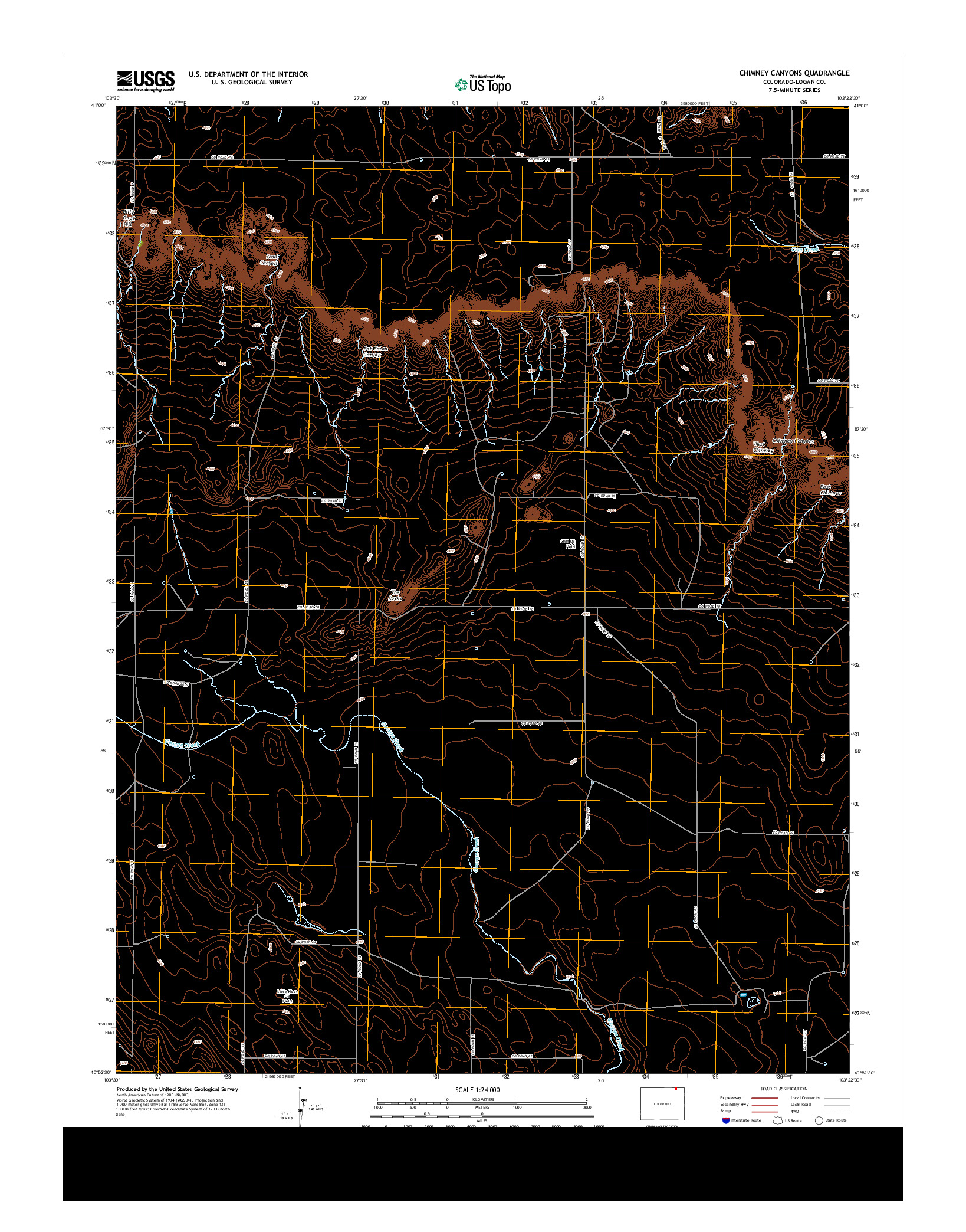 USGS US TOPO 7.5-MINUTE MAP FOR CHIMNEY CANYONS, CO 2013