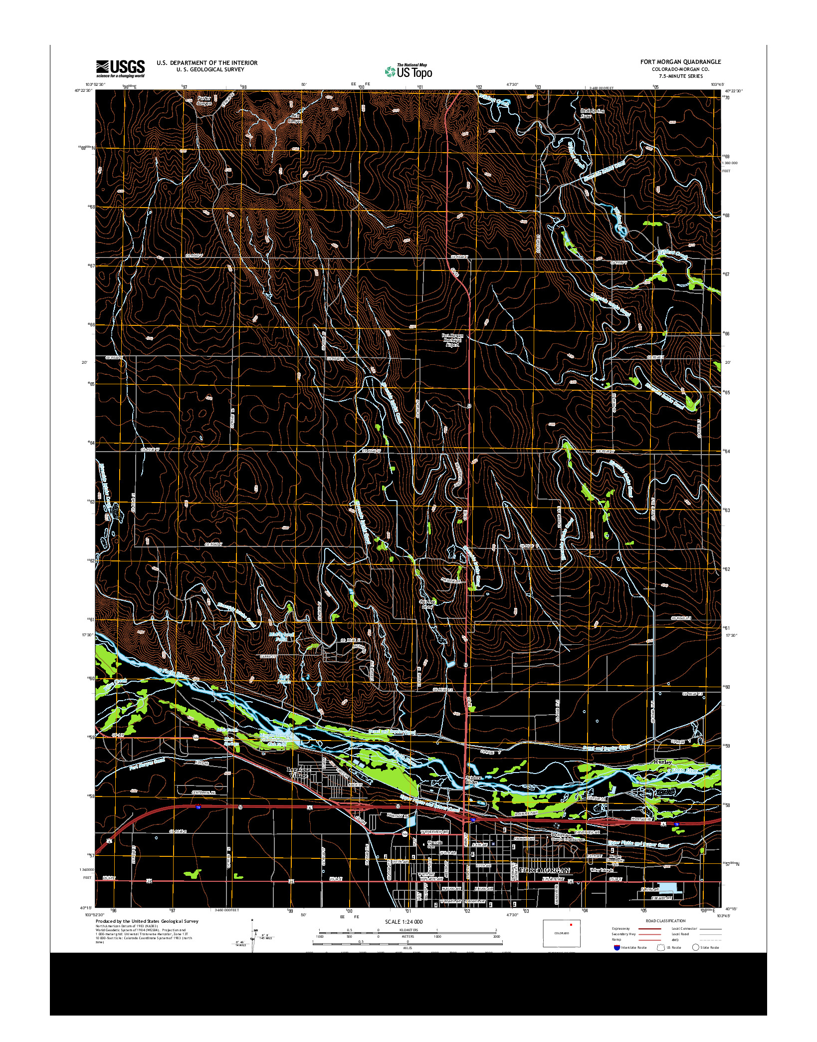 USGS US TOPO 7.5-MINUTE MAP FOR FORT MORGAN, CO 2013