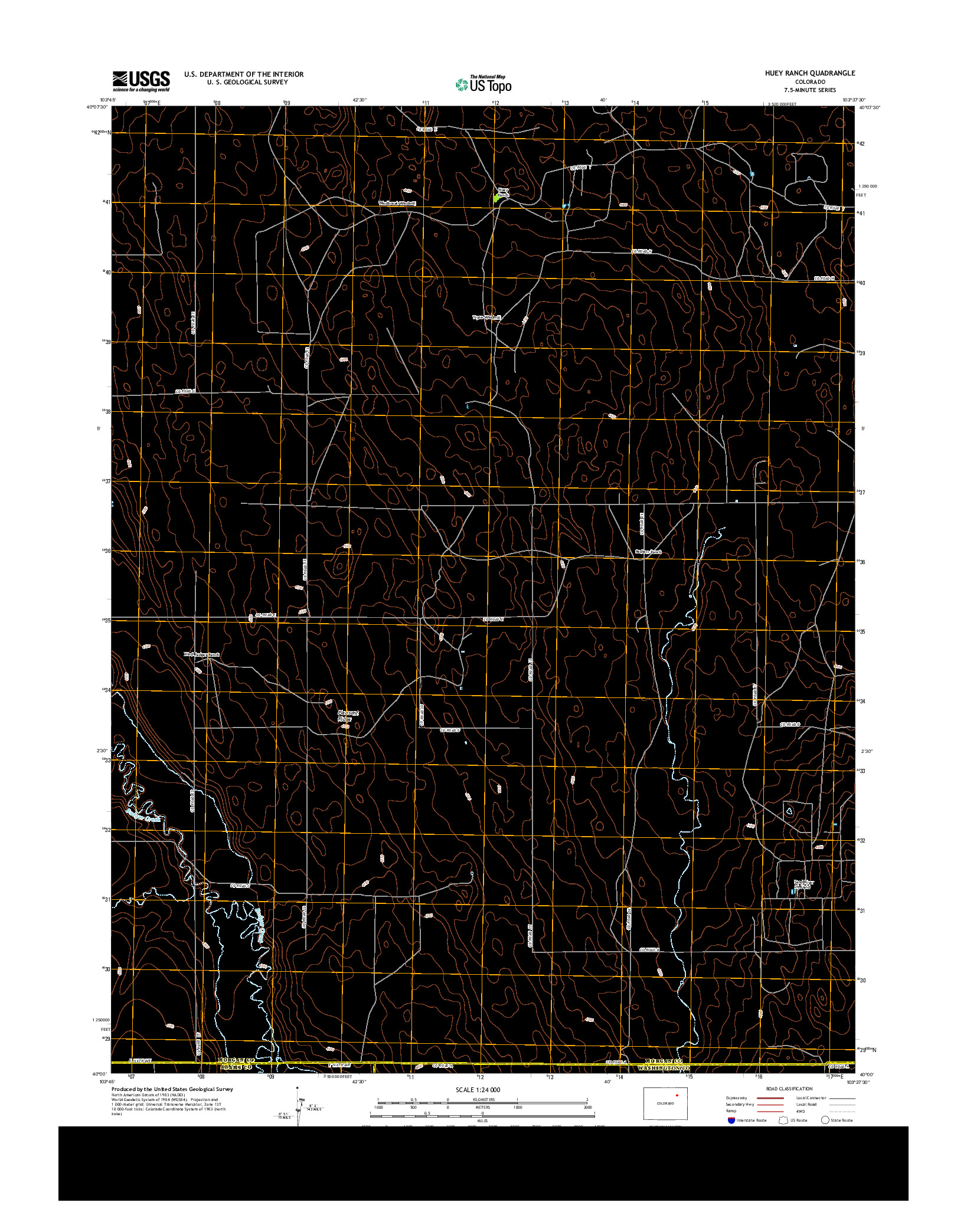 USGS US TOPO 7.5-MINUTE MAP FOR HUEY RANCH, CO 2013