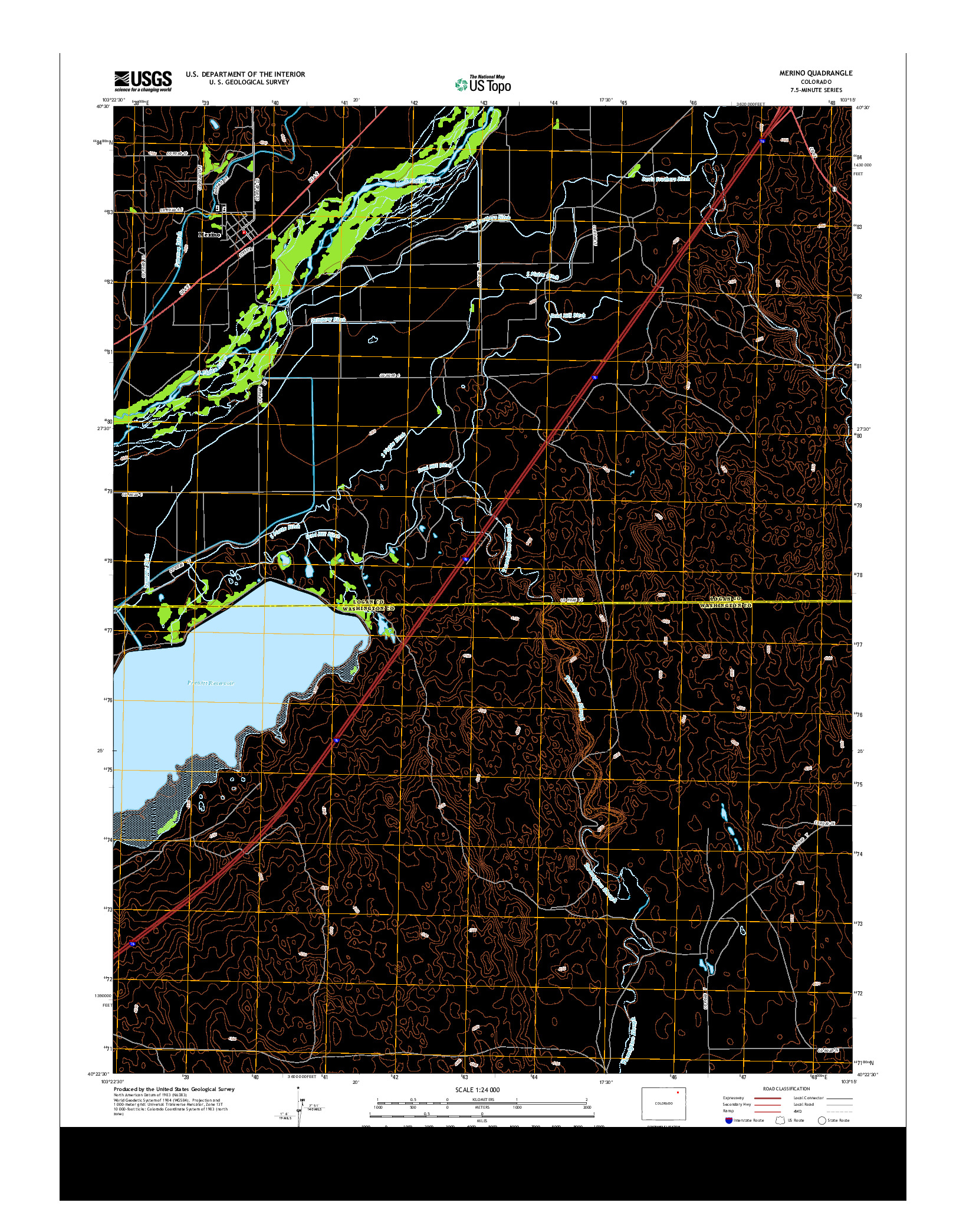 USGS US TOPO 7.5-MINUTE MAP FOR MERINO, CO 2013