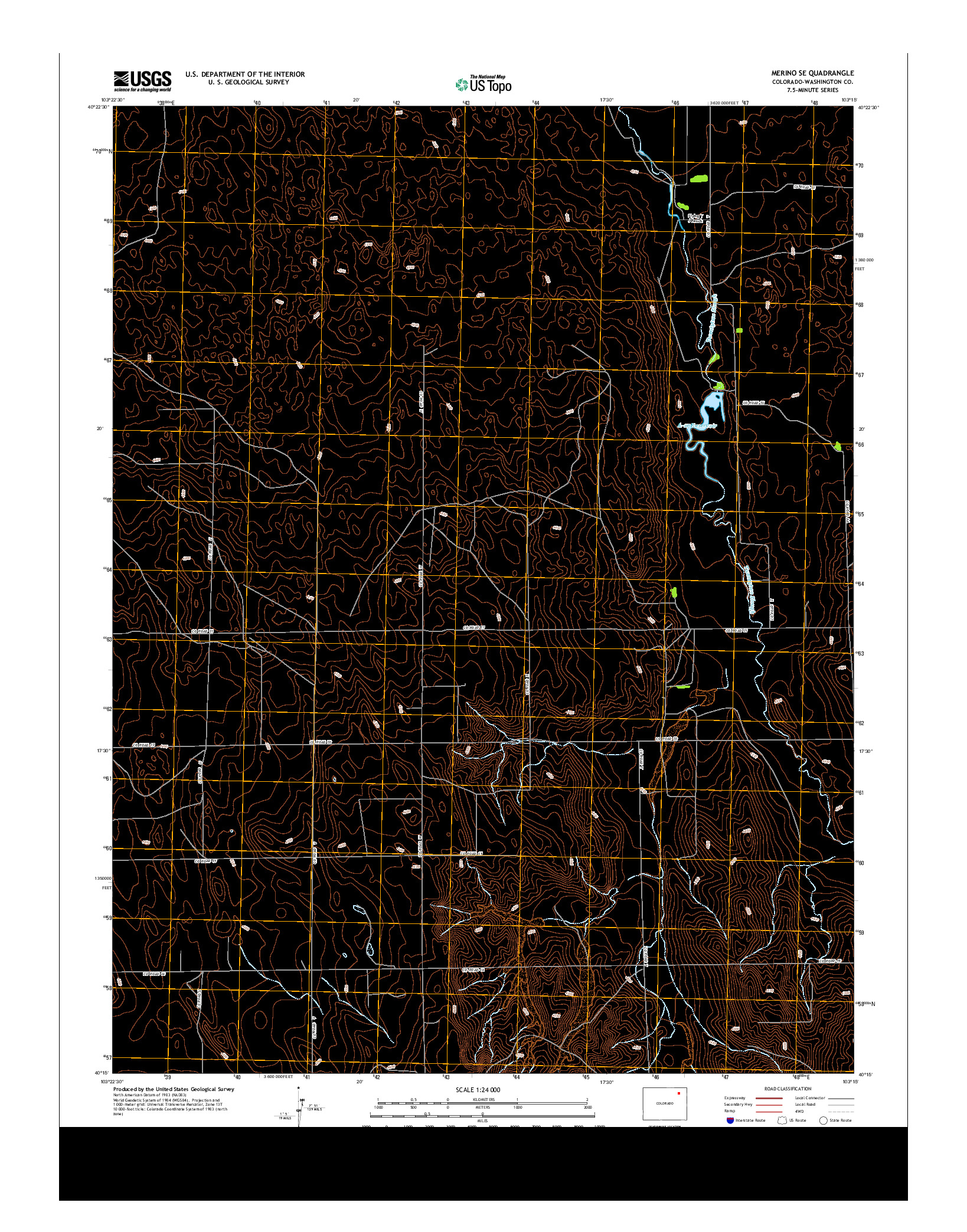 USGS US TOPO 7.5-MINUTE MAP FOR MERINO SE, CO 2013