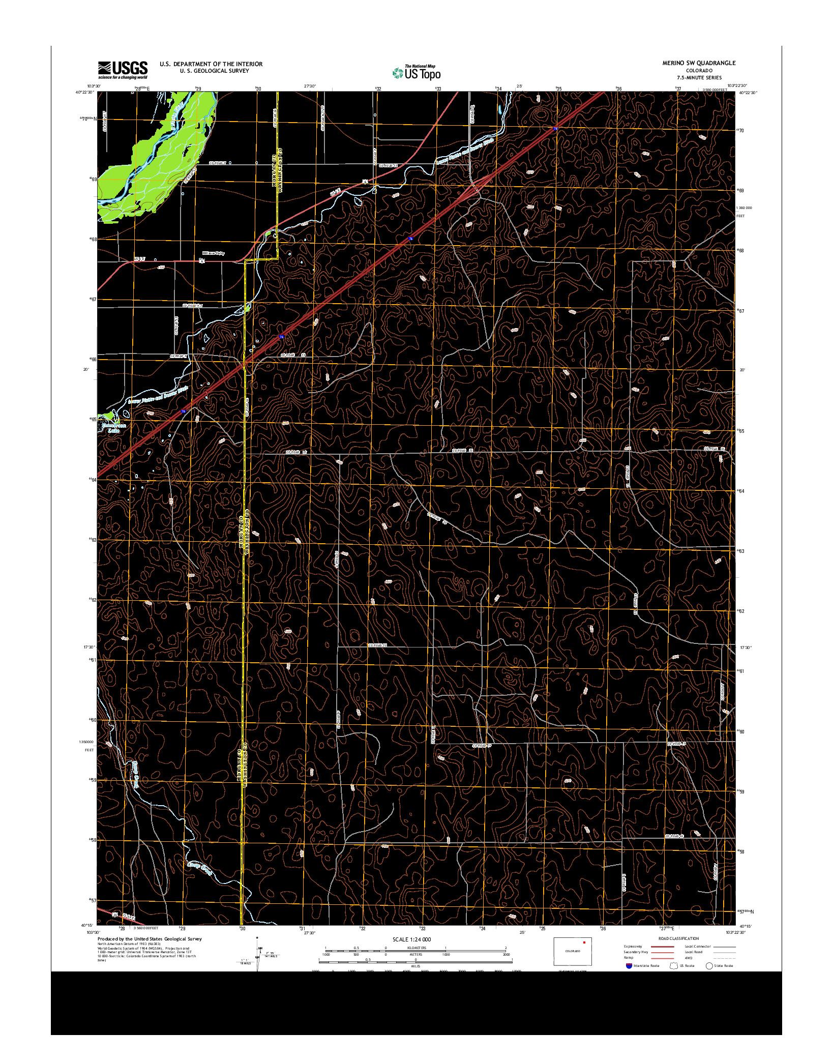 USGS US TOPO 7.5-MINUTE MAP FOR MERINO SW, CO 2013