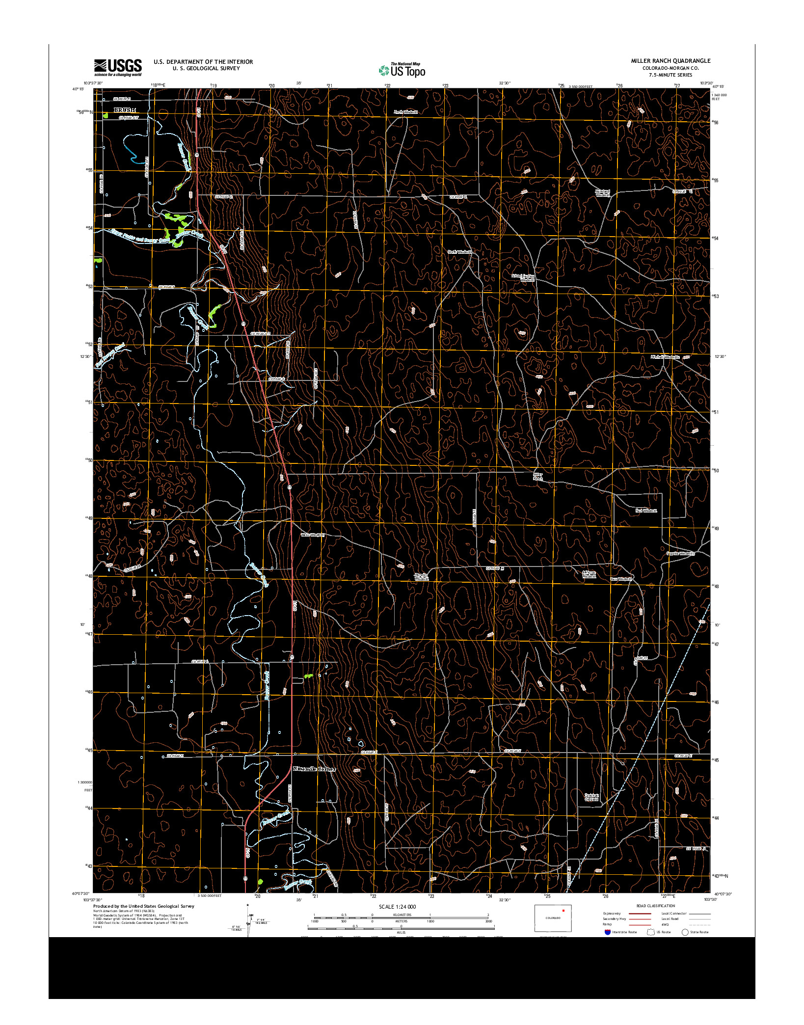 USGS US TOPO 7.5-MINUTE MAP FOR MILLER RANCH, CO 2013